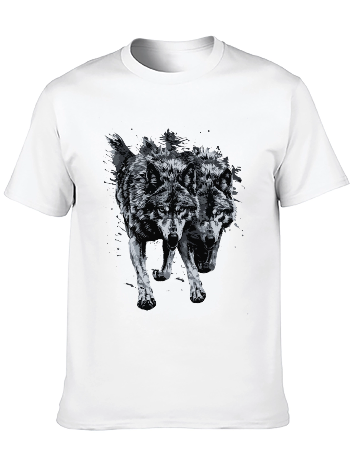 Black Two Wolves Graphic Print Tee view 10