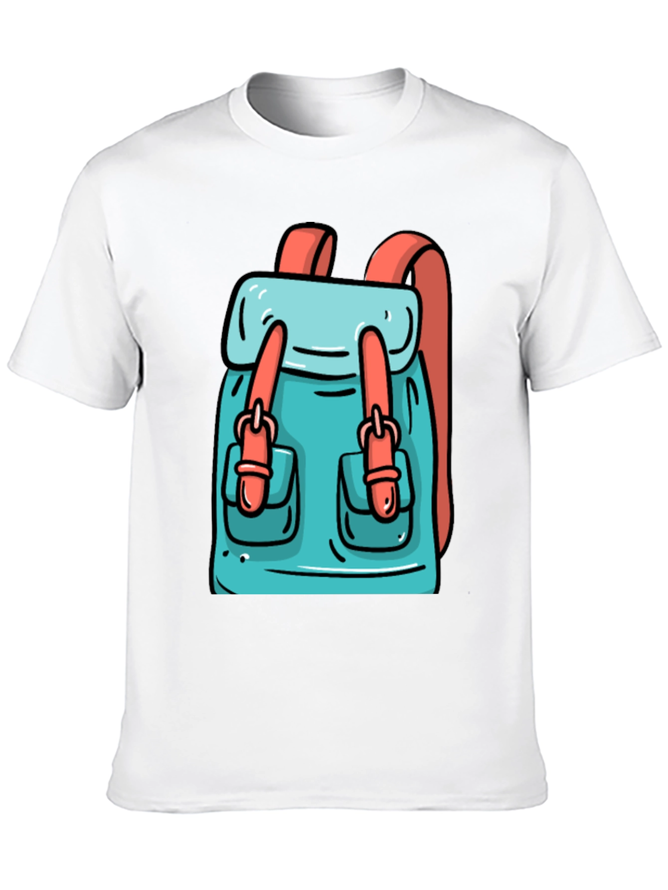 Black Backpack Cartoon Graphic Black T-Shirt view 10
