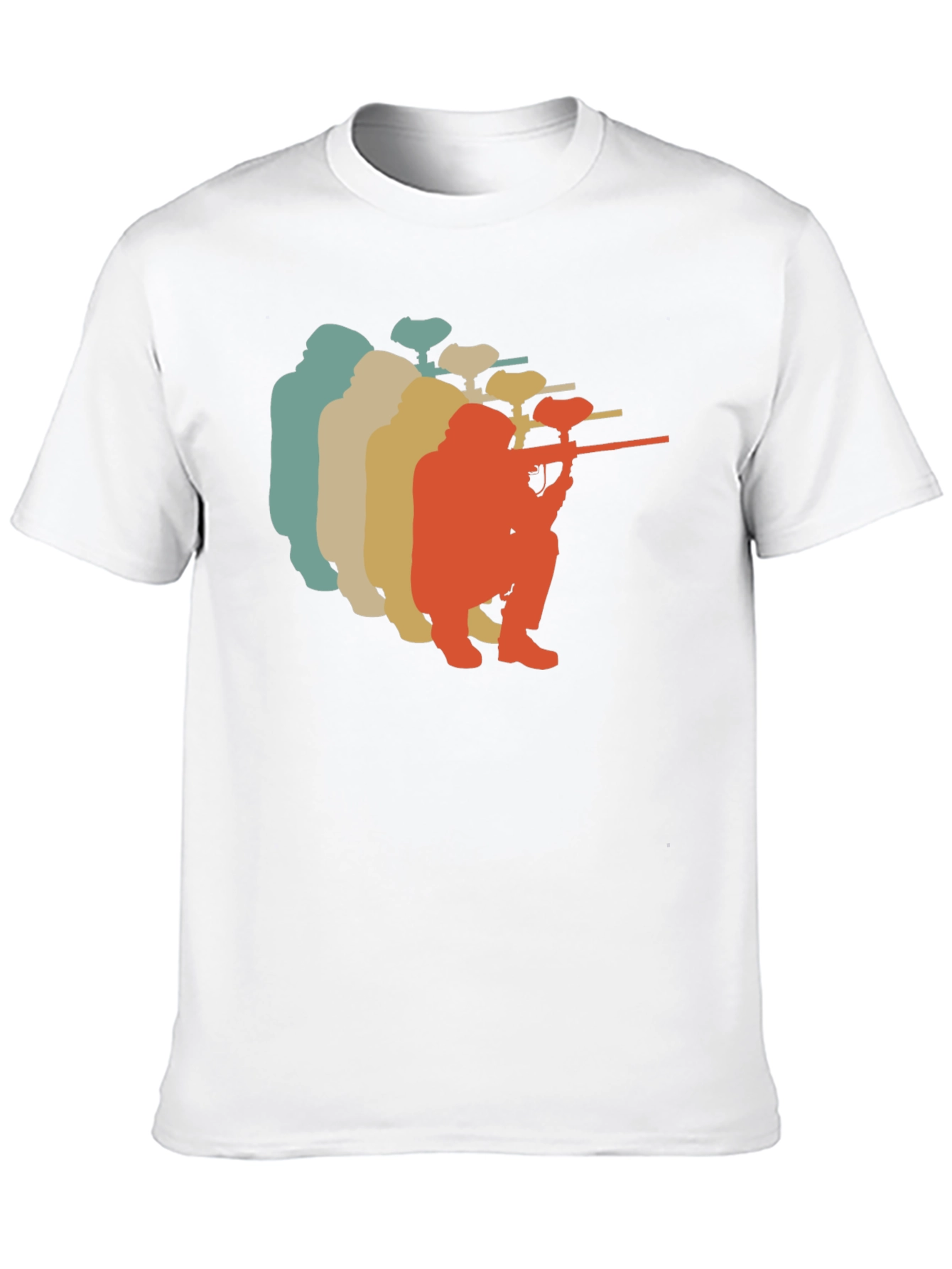 Black Vintage Paintball Player Silhouette T-Shirt view 10