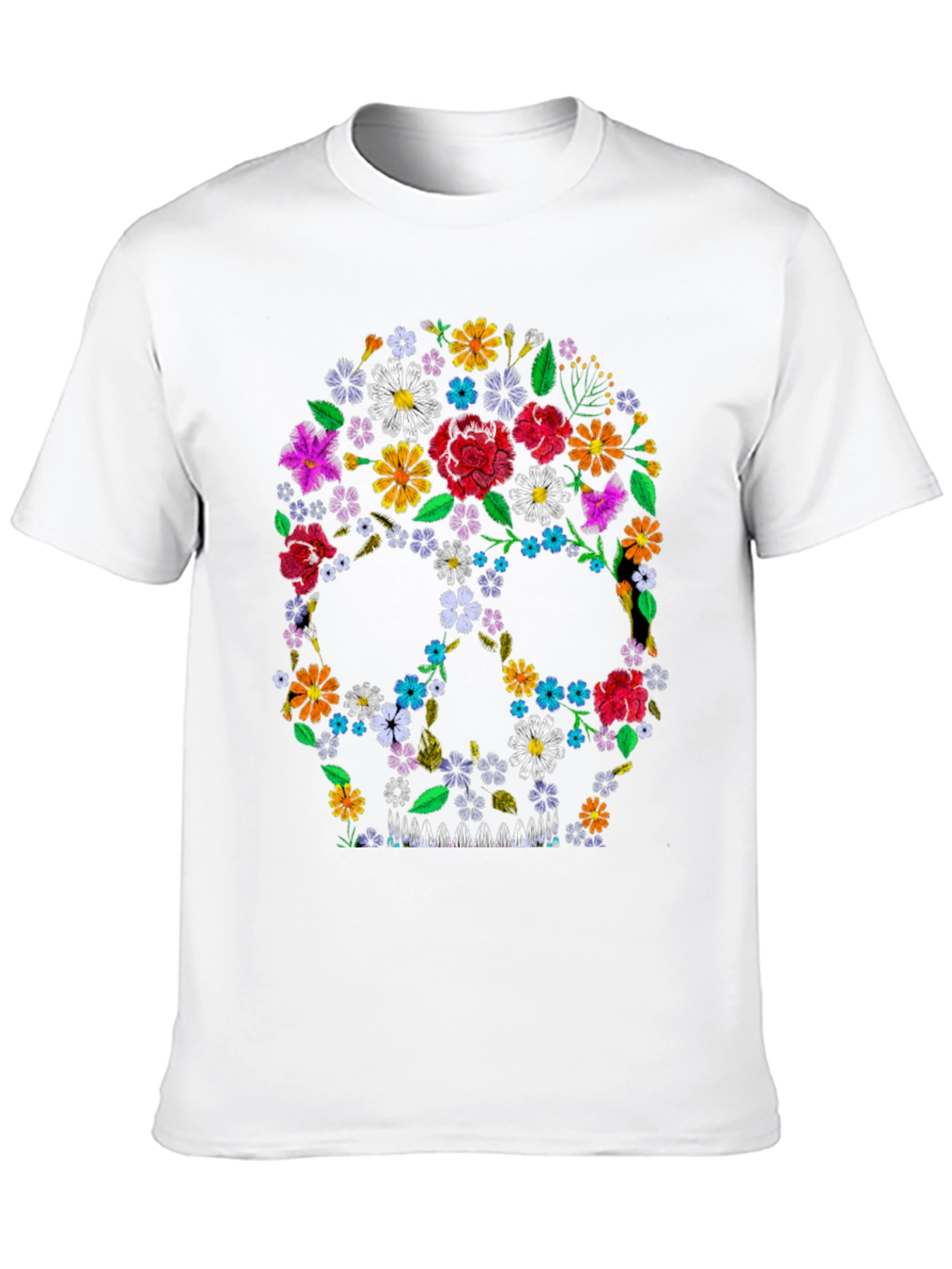 Black Floral Skull Graphic Tee - Black view 10