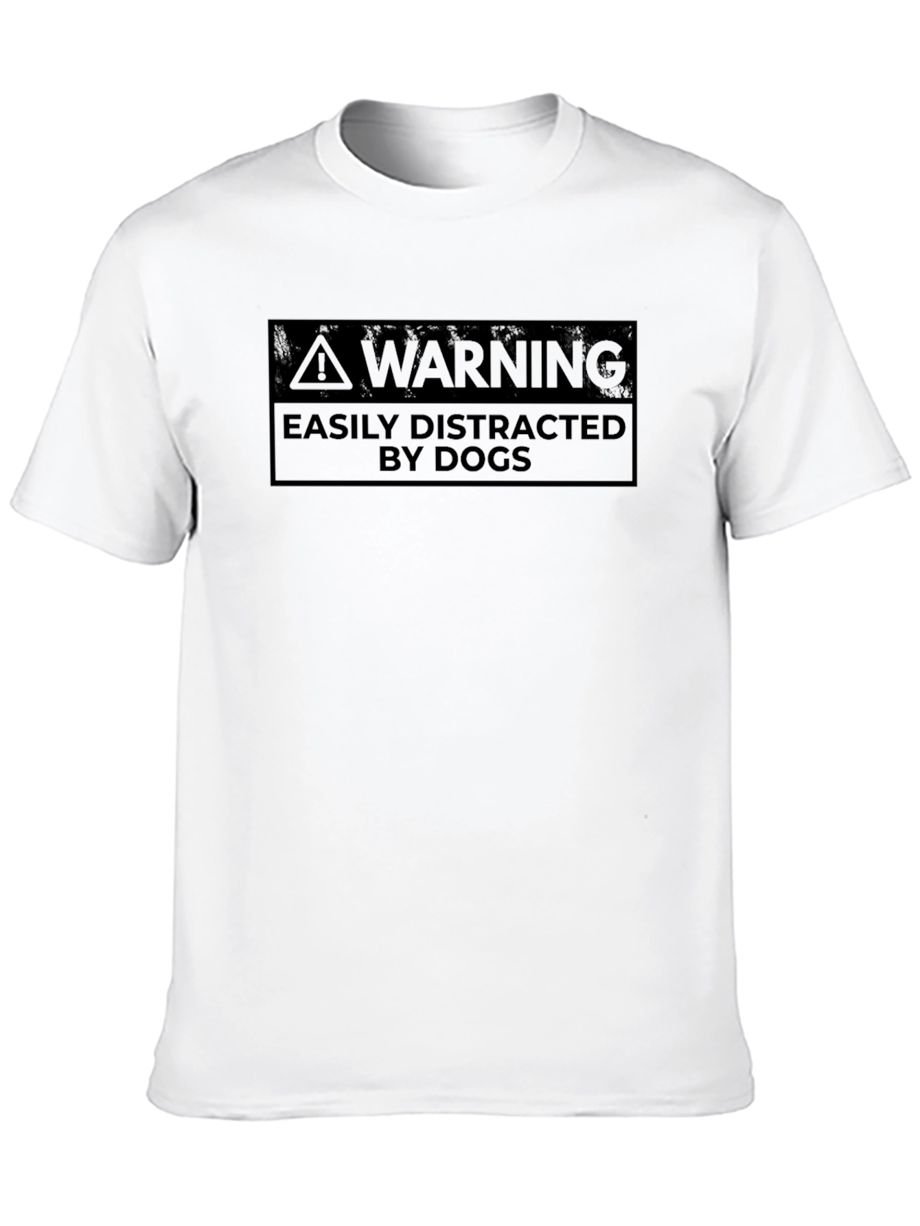 Black Easily Distracted By Dogs Warning T-Shirt view 10