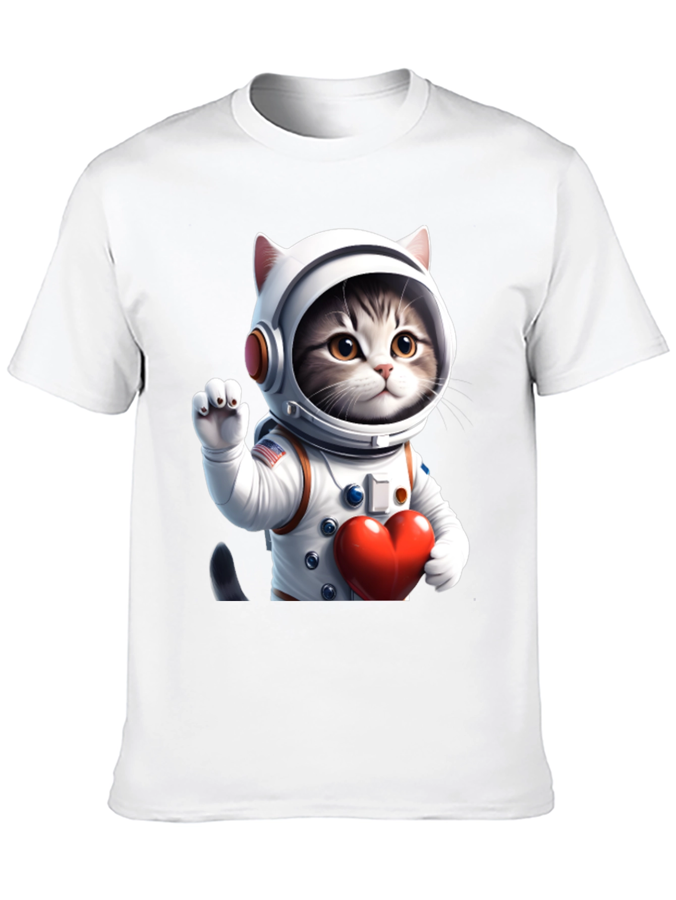 Black Cosmic Kitty T-Shirt - Astronaut Cat with Heart view 10