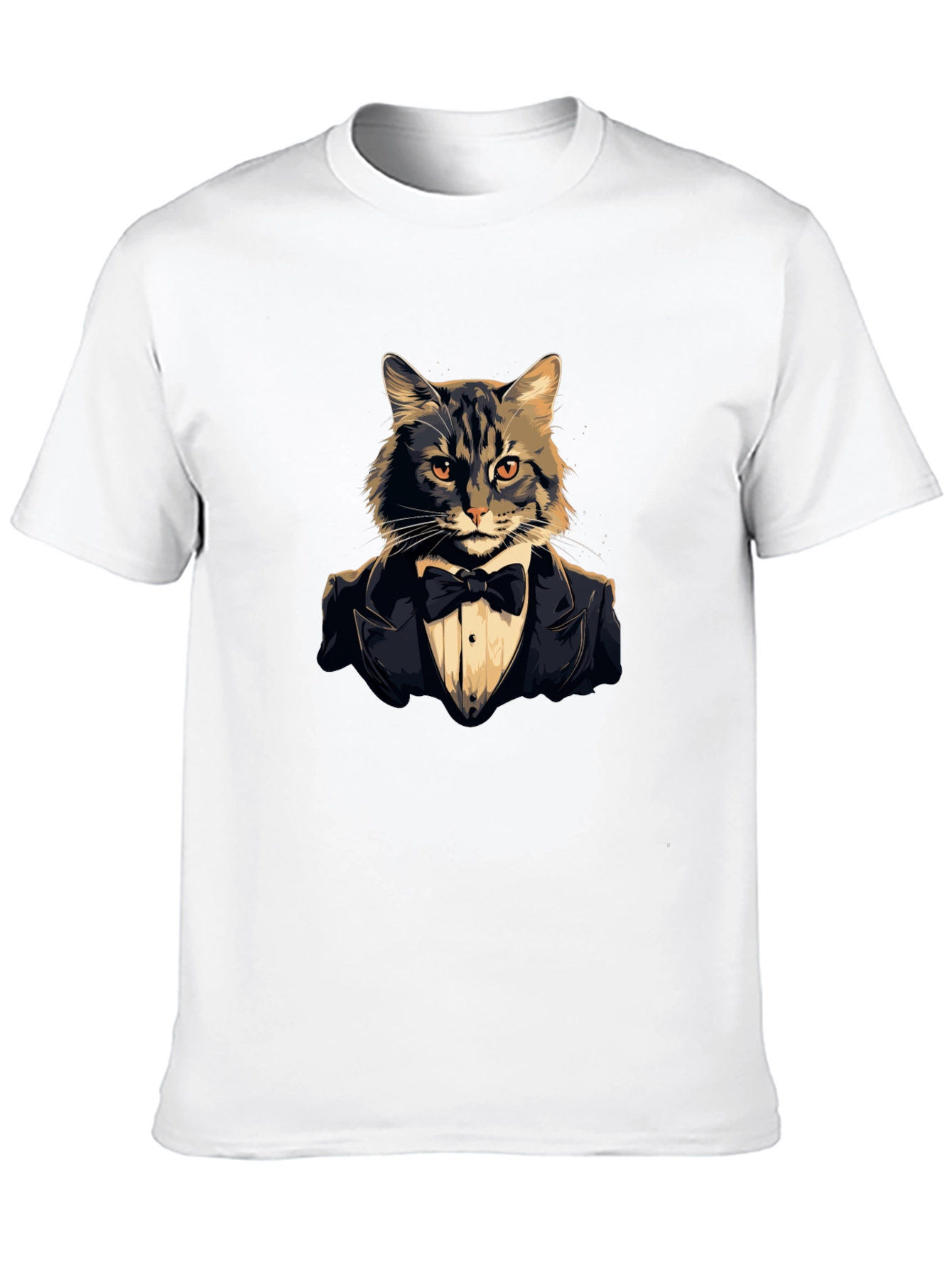 Black Dapper Cat Tuxedo T-Shirt - Cool Feline Formal Wear Tee view 10