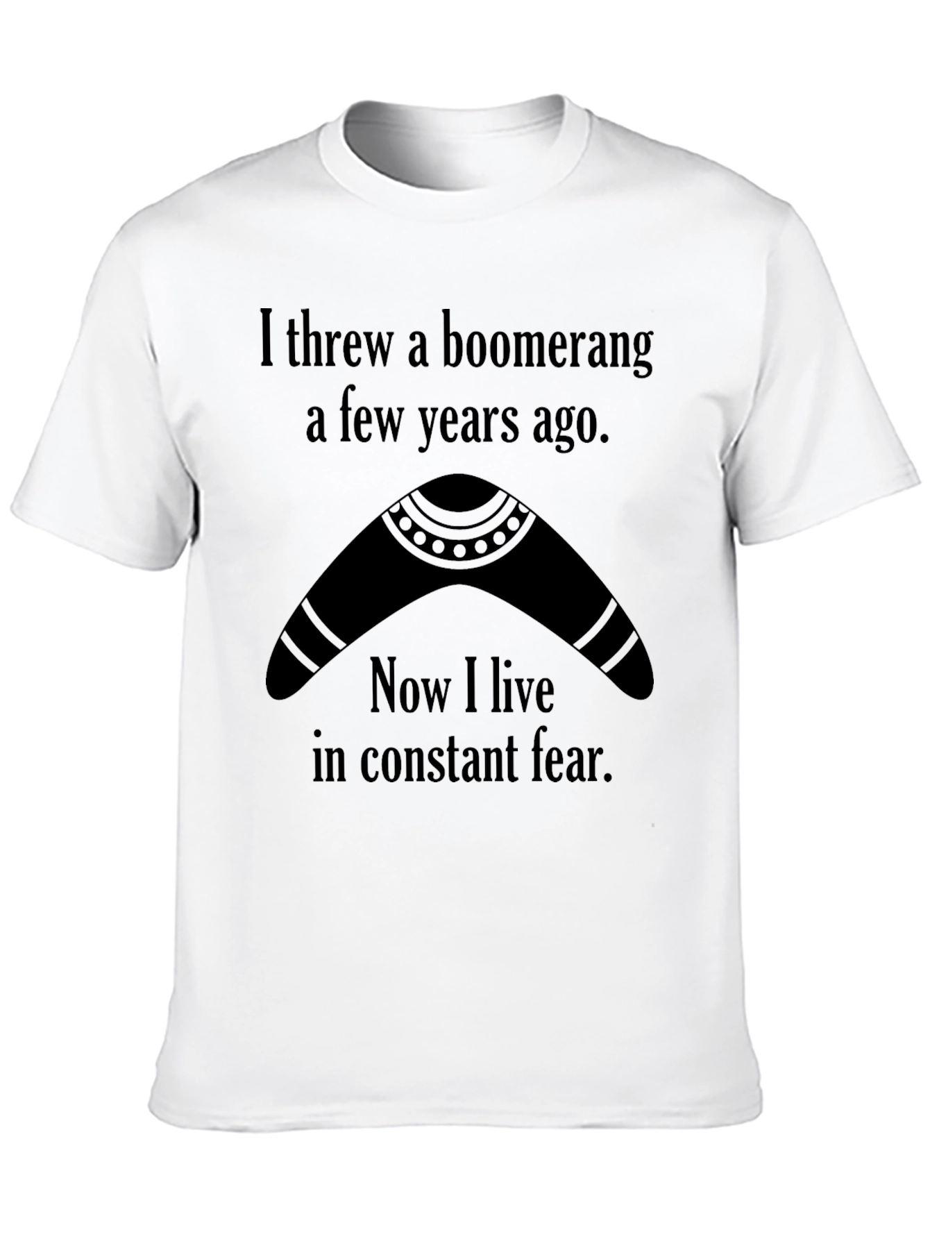 Black Boomerang Thrower Humor Graphic T-Shirt view 10