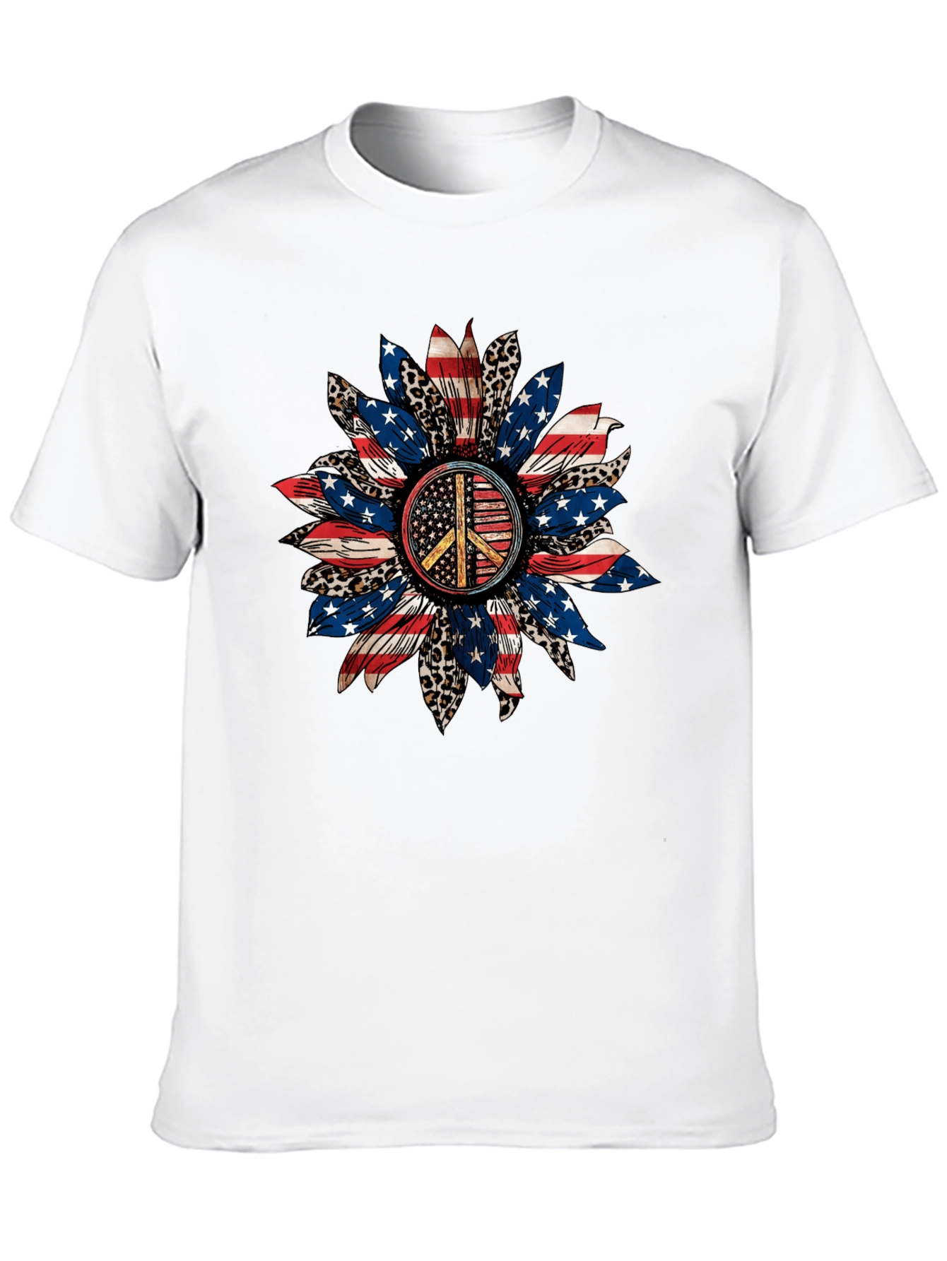 Black Patriotic Peace Sign Sunflower Graphic Tee view 10