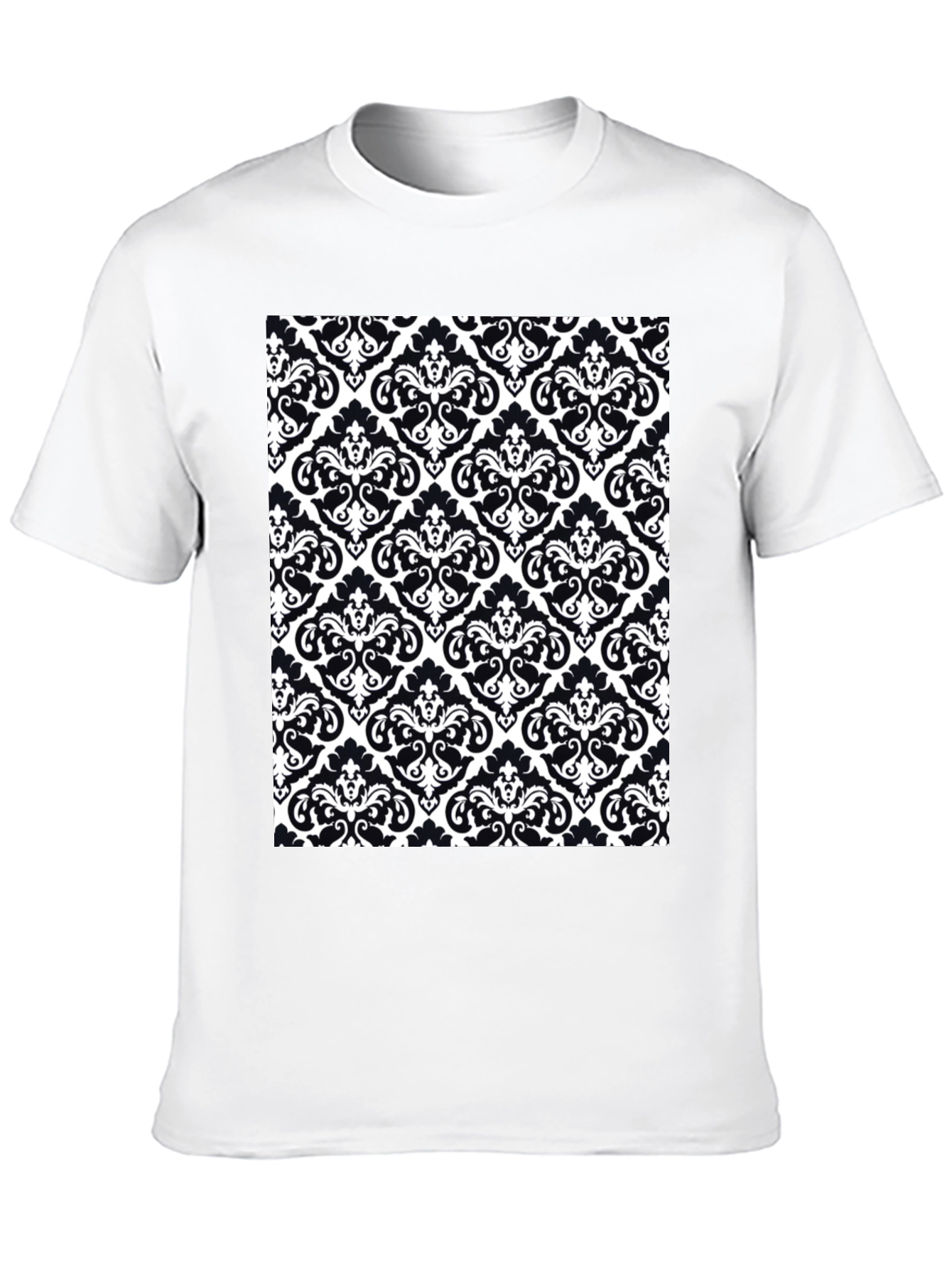 Black Stylish Black T-Shirt with Ornate Pattern Print view 10