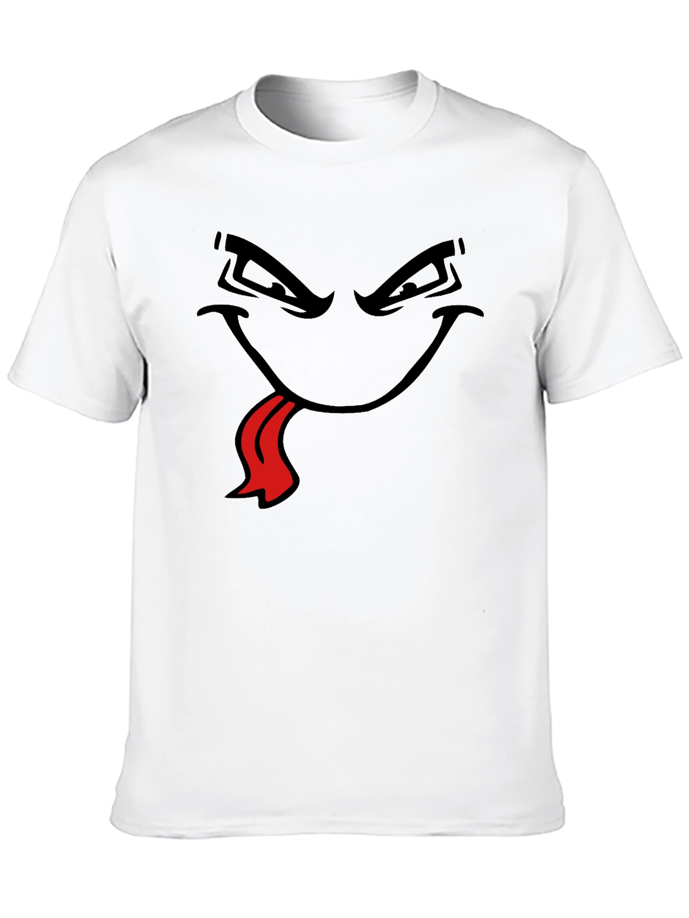 Black Men's Black T-Shirt with Cartoon Face view 10