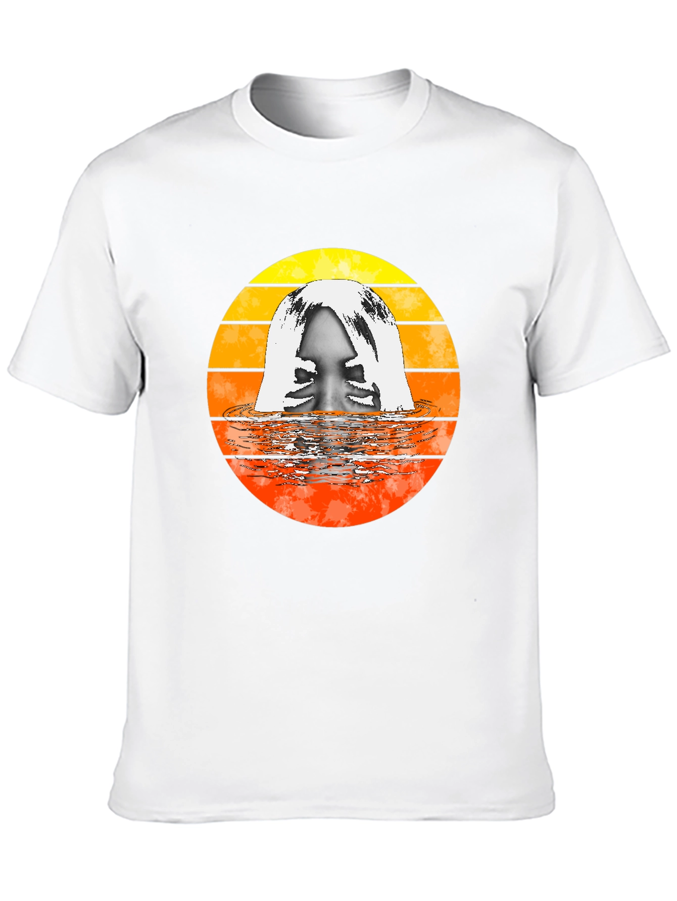 Black Retro Sunset Woman in Water Graphic T-Shirt view 10