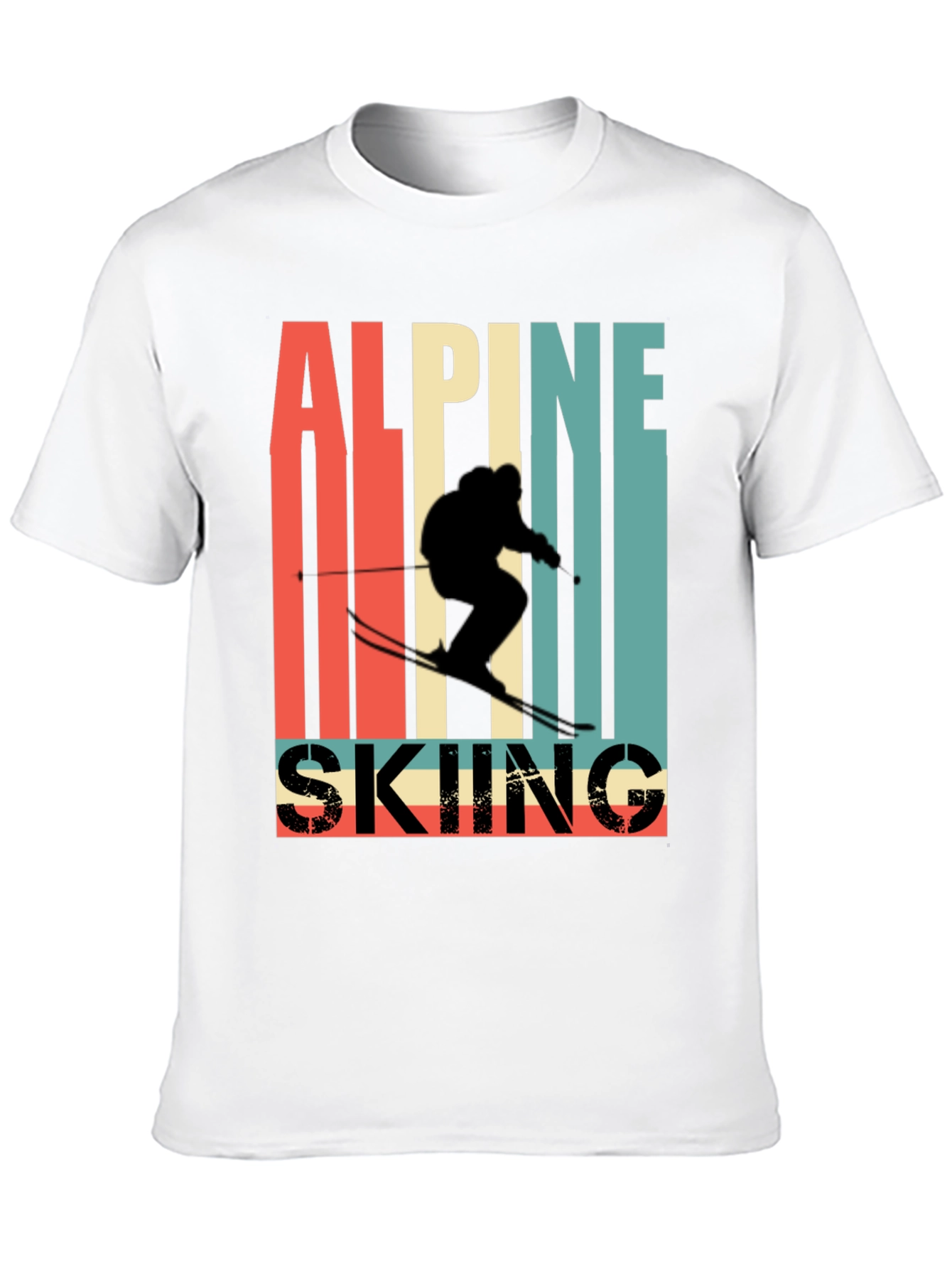 Black Alpine Skiing Retro T-Shirt view 10