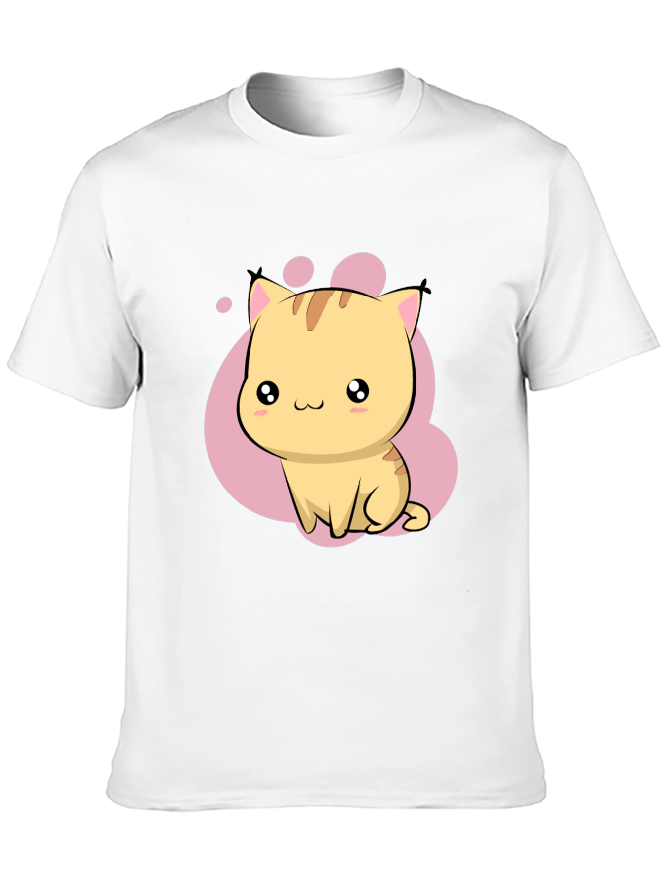 Black Cute Kawaii Cat Graphic Black T-Shirt view 10