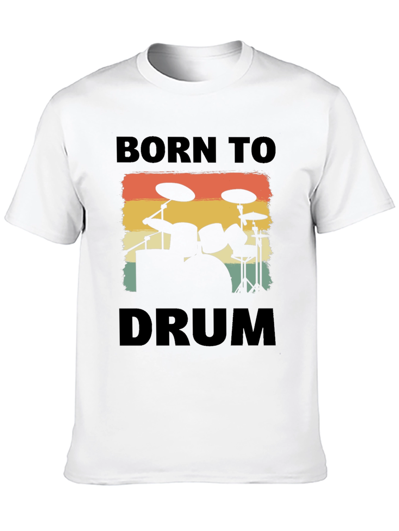 Black Born To Drum Tee - Retro Drumset Graphic T-Shirt view 10