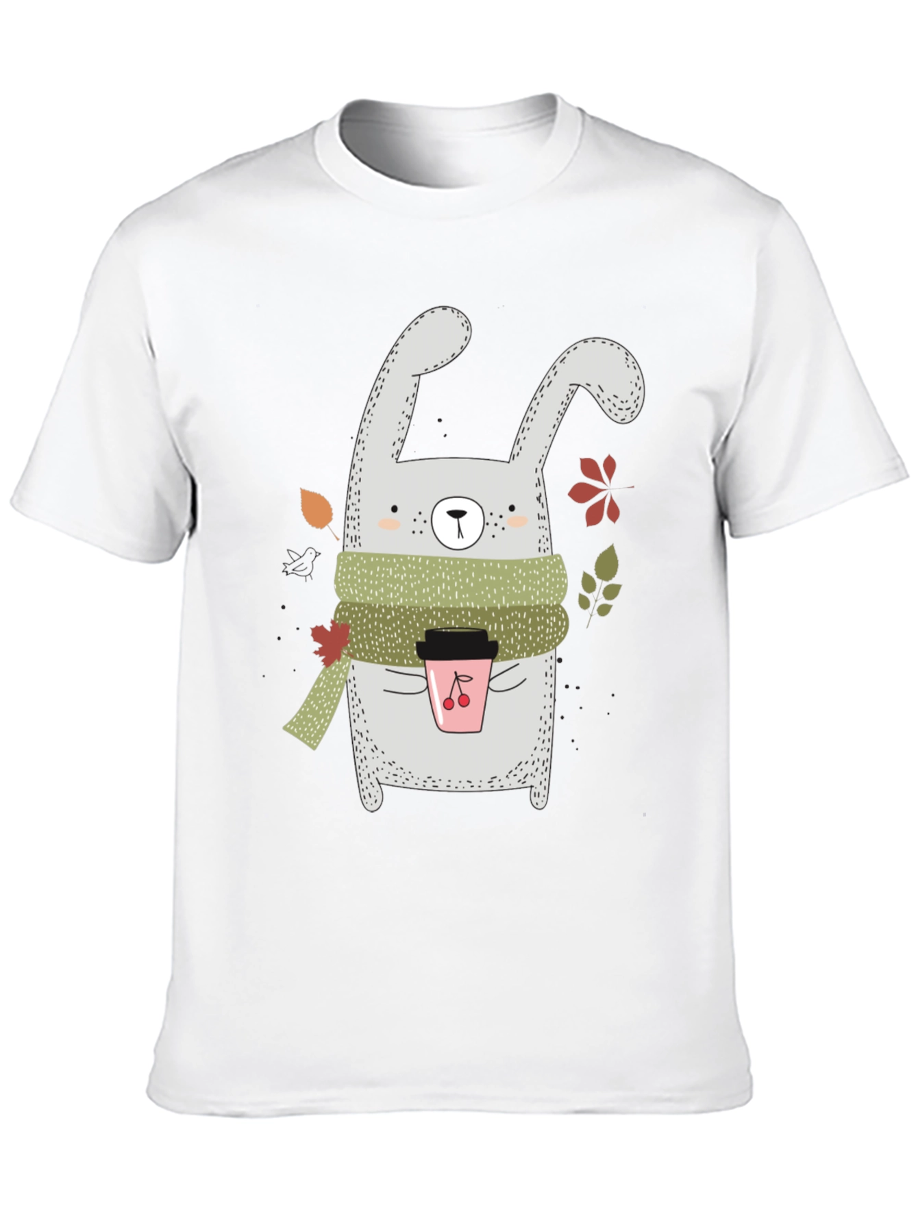 Black Cute Bunny with Coffee T-Shirt view 10