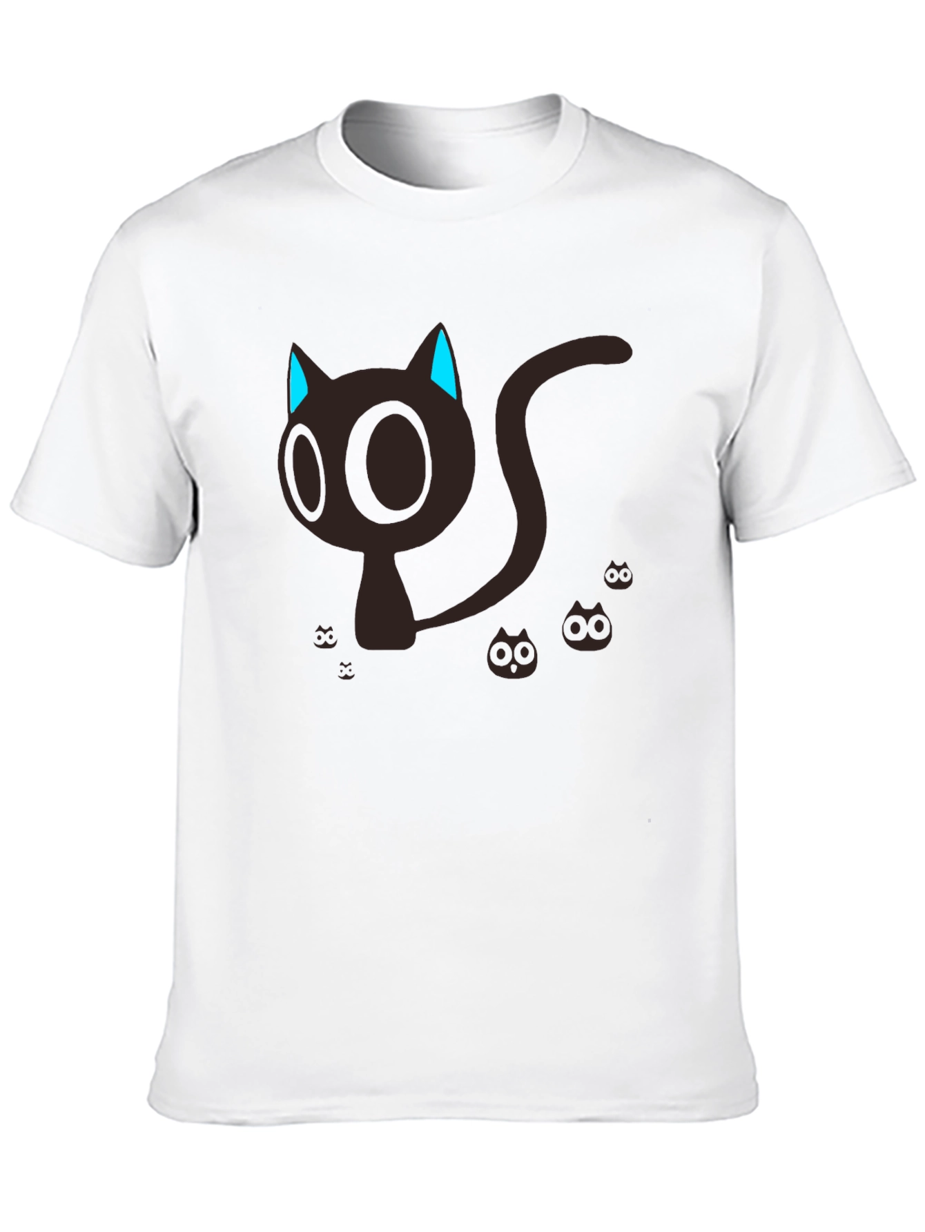 Black Cute Cartoon Cat Graphic T-Shirt - Black view 10