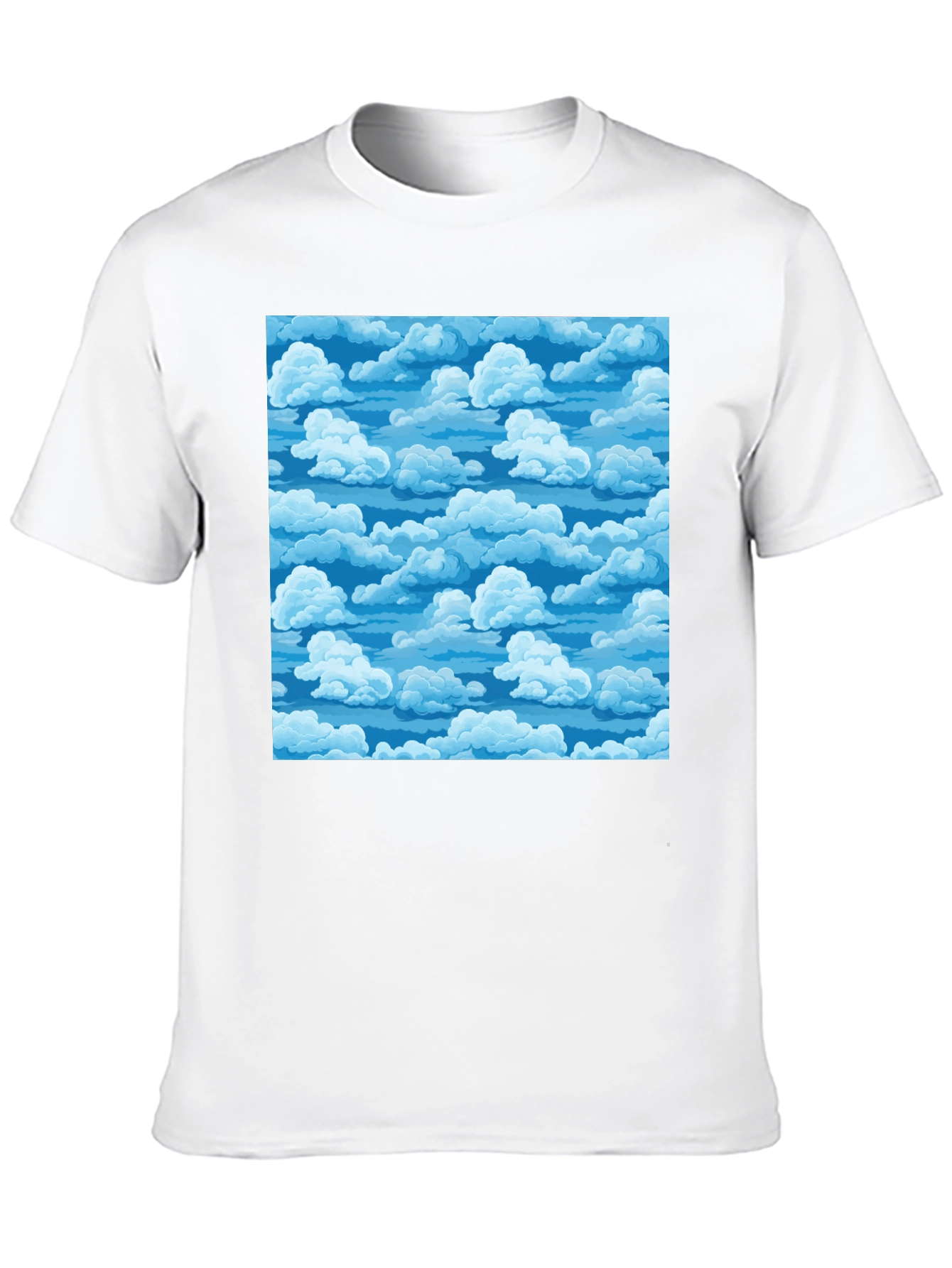 Black Sky Cloud Pattern Tee - Black Cotton Blend T-Shirt view 10