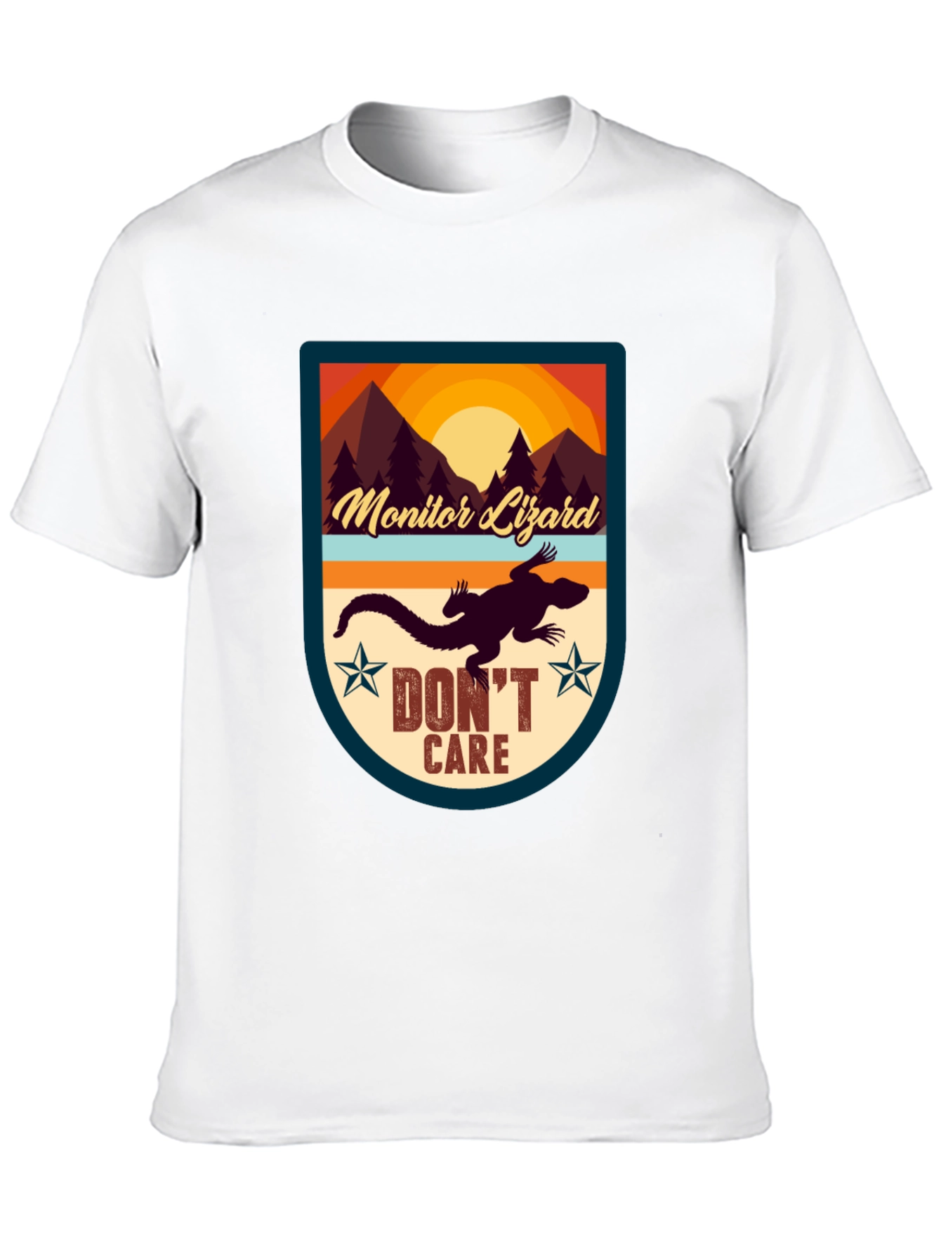Black Monitor Lizard T-Shirt - "Don't Care" Graphic Tee view 10