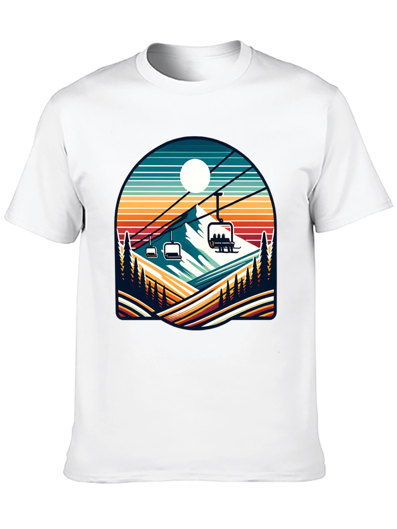 Retro Ski Lift T-Shirt | Mountain Scene Tee - 10