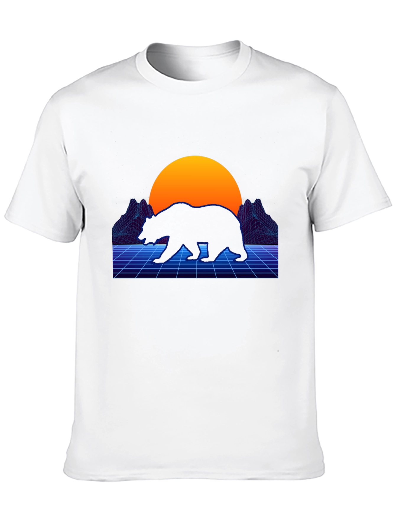 Black Retro Bear T-Shirt - Synthwave Style view 10