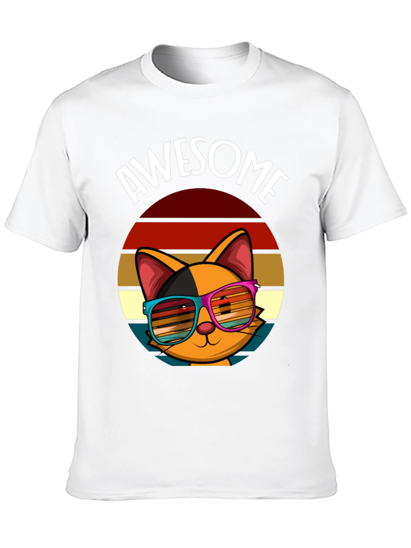 Black Awesome Cat T-Shirt with Retro Sunglasses view 10