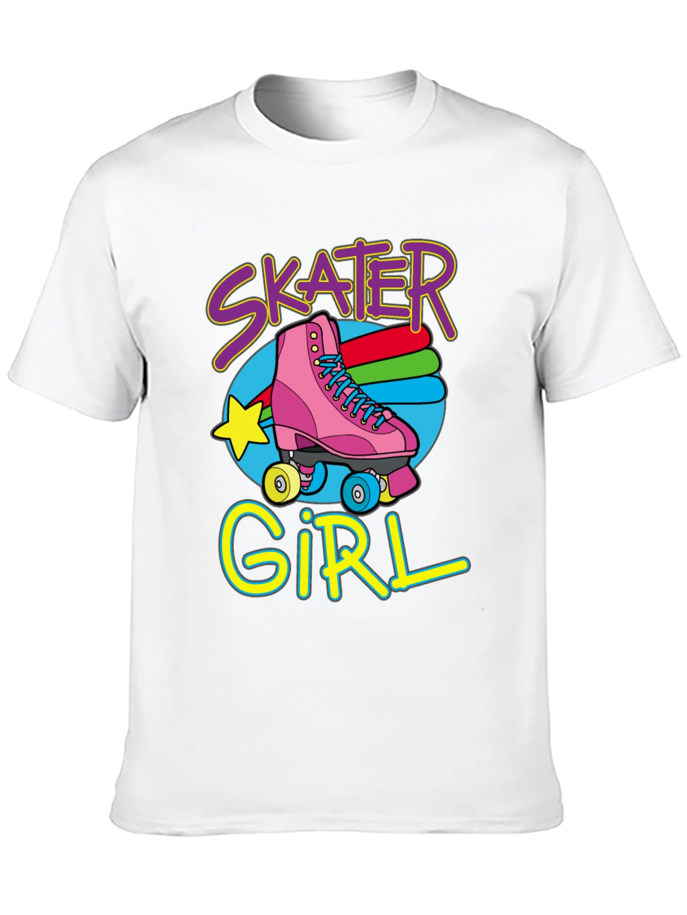Black Skater Girl T-Shirt: Retro Roller Skate Design view 10