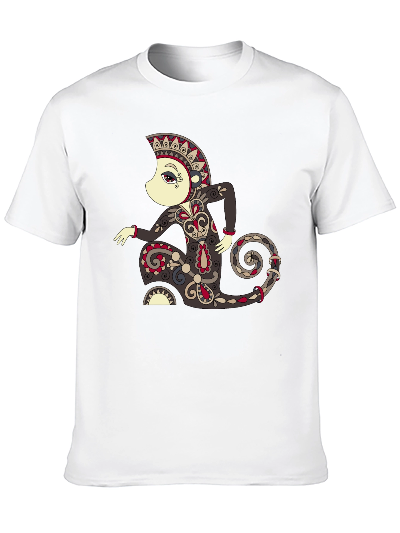 Black Unique Graphic Tee - Ornamental Figure Design view 10