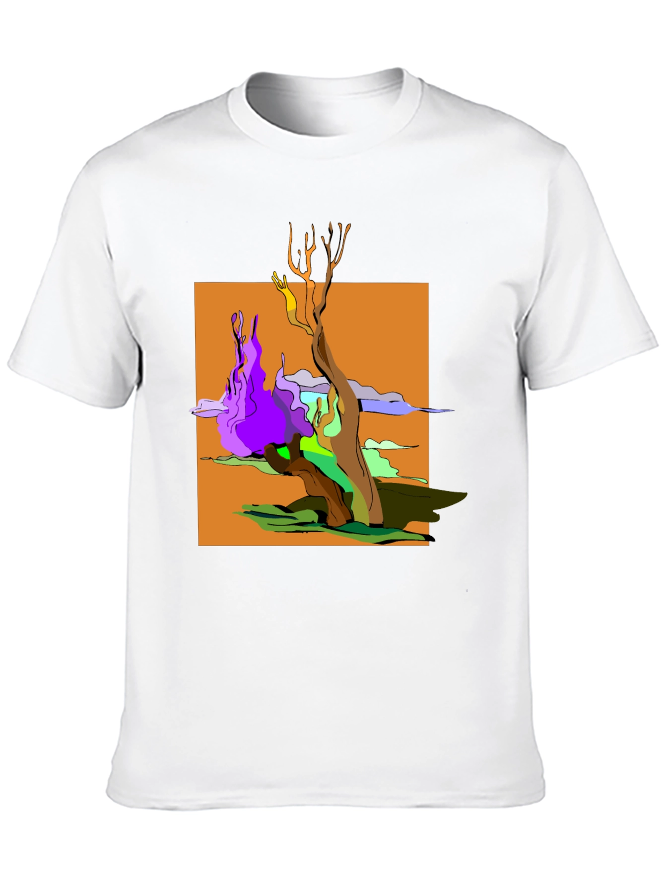 Black Abstract Tree Graphic Black T-Shirt view 10