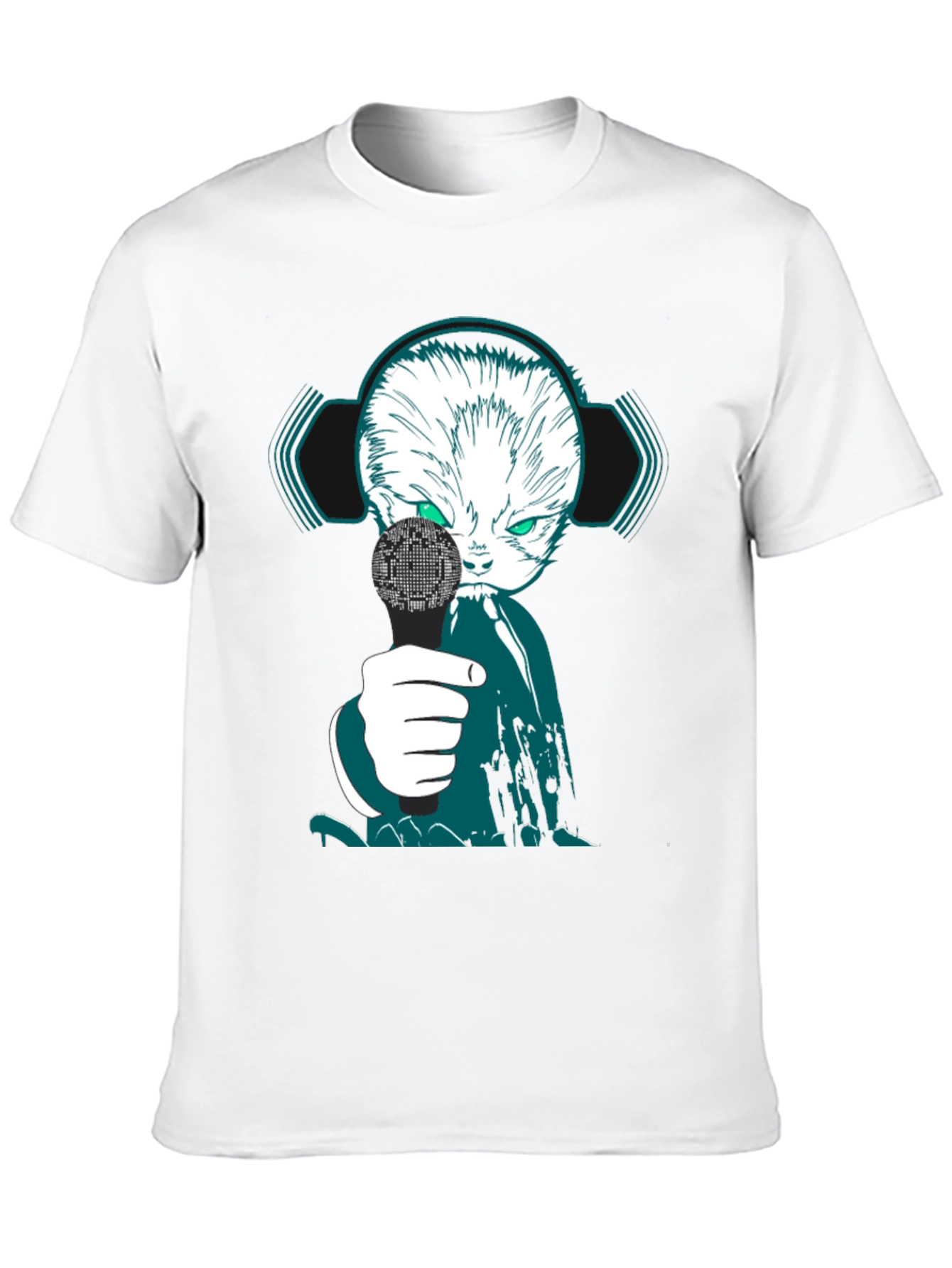 Black Cyber Cat DJ Graphic Tee - Unique Streetwear view 10