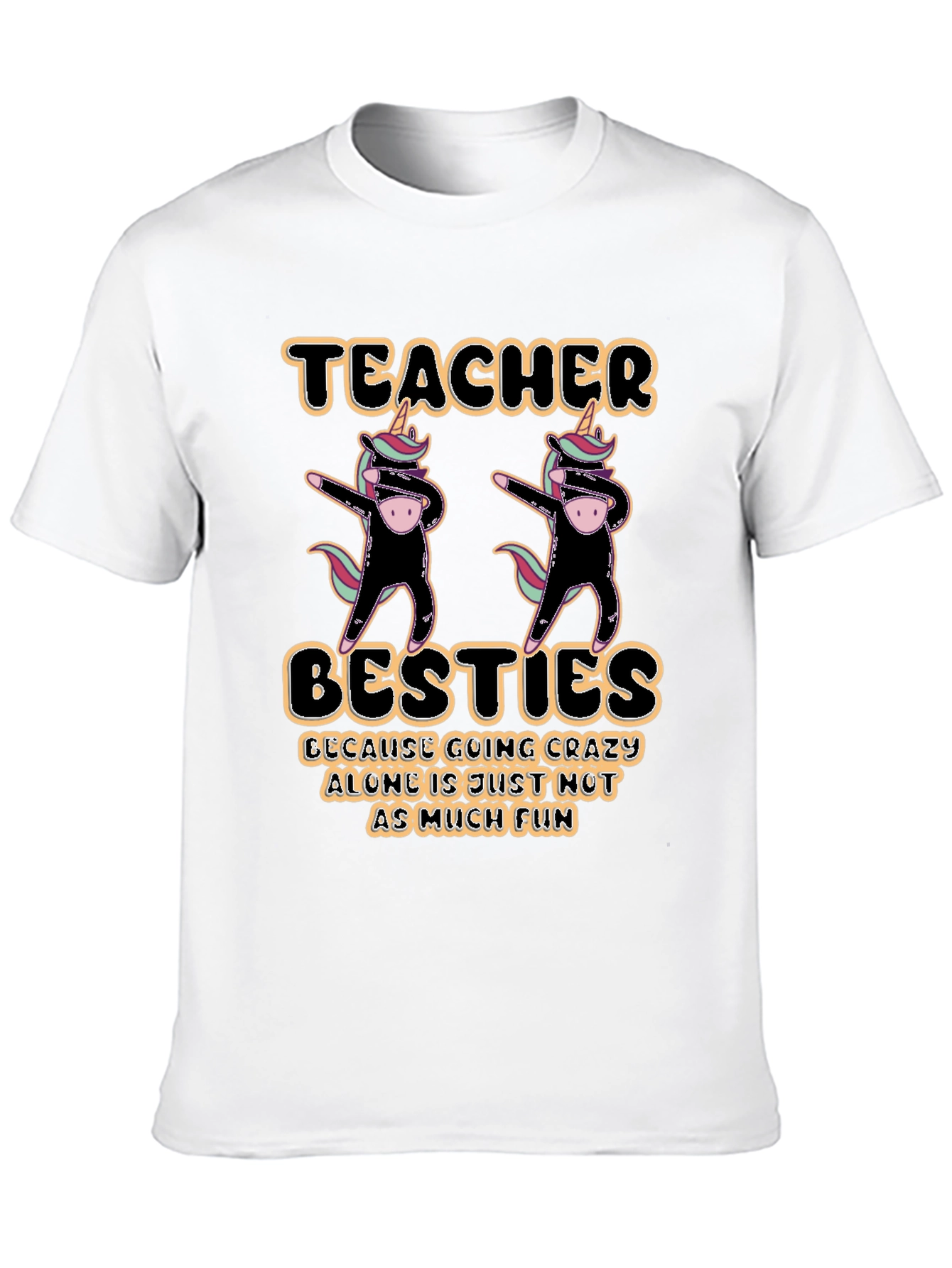 Black Teacher Besties Unicorn Dabbing Graphic T-Shirt view 10