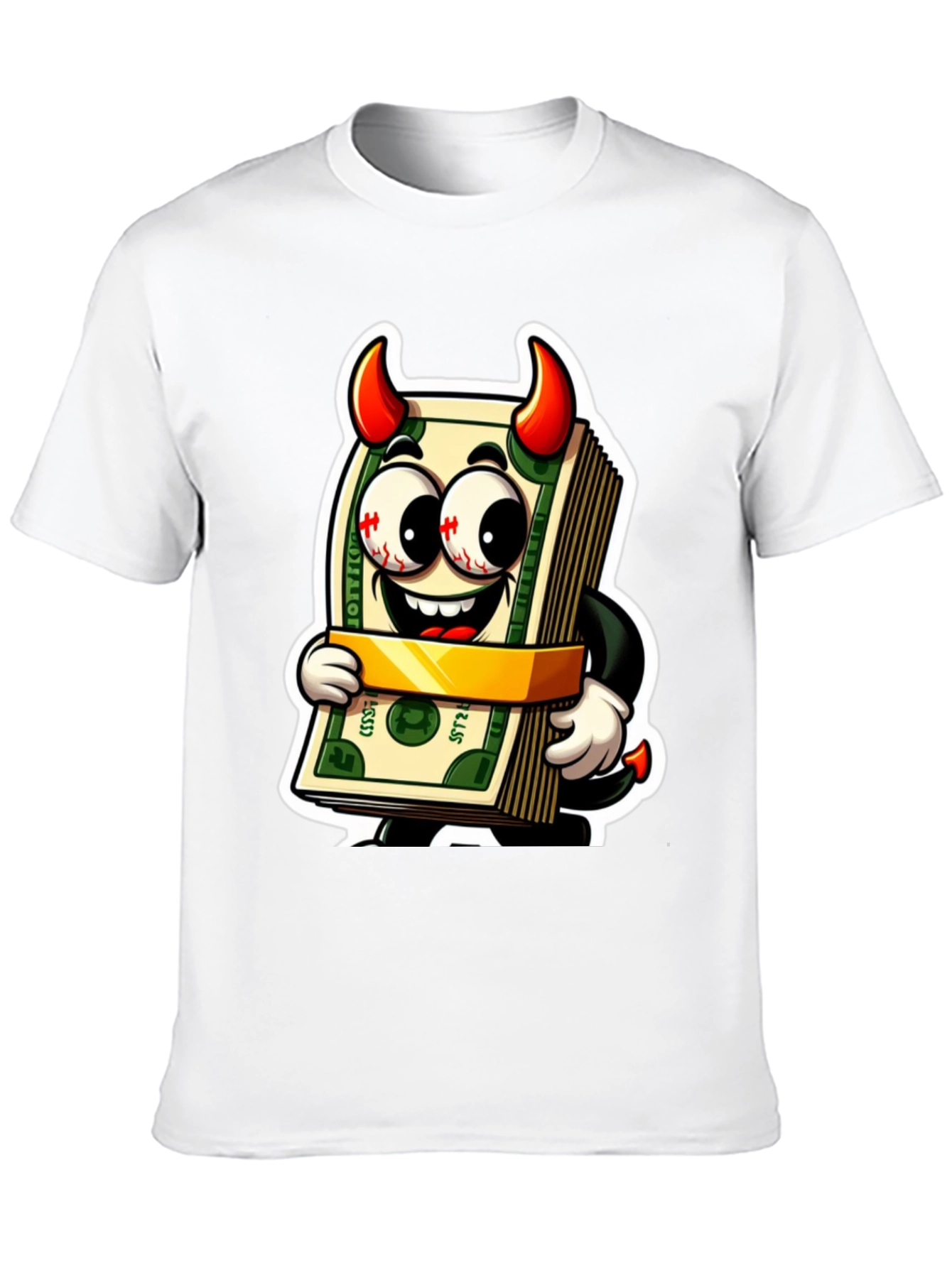 Black Money Devil Graphic Tee - Cartoon Cash Shirt view 10