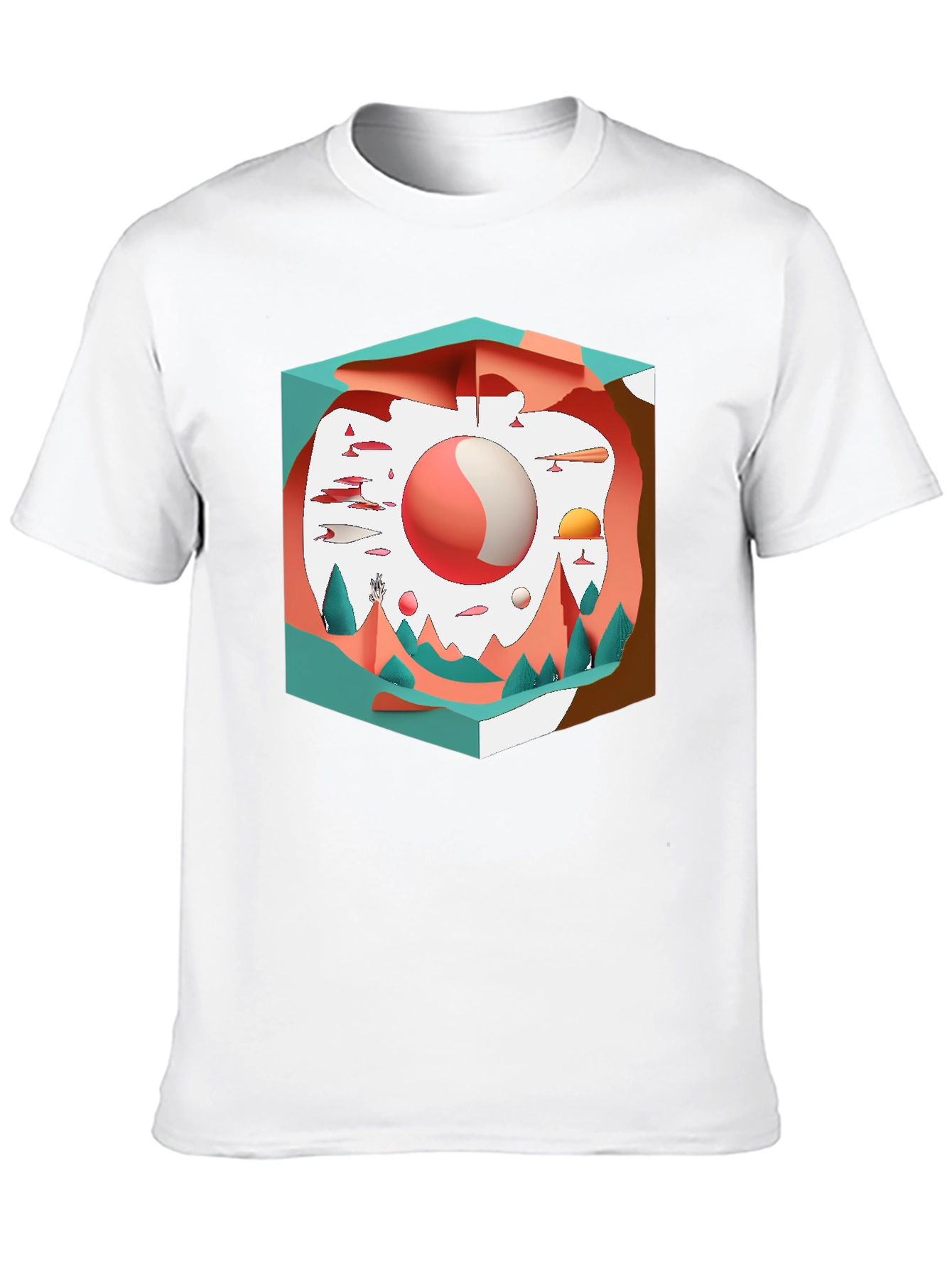 Black Abstract Landscape Graphic Tee - Black Cotton view 10