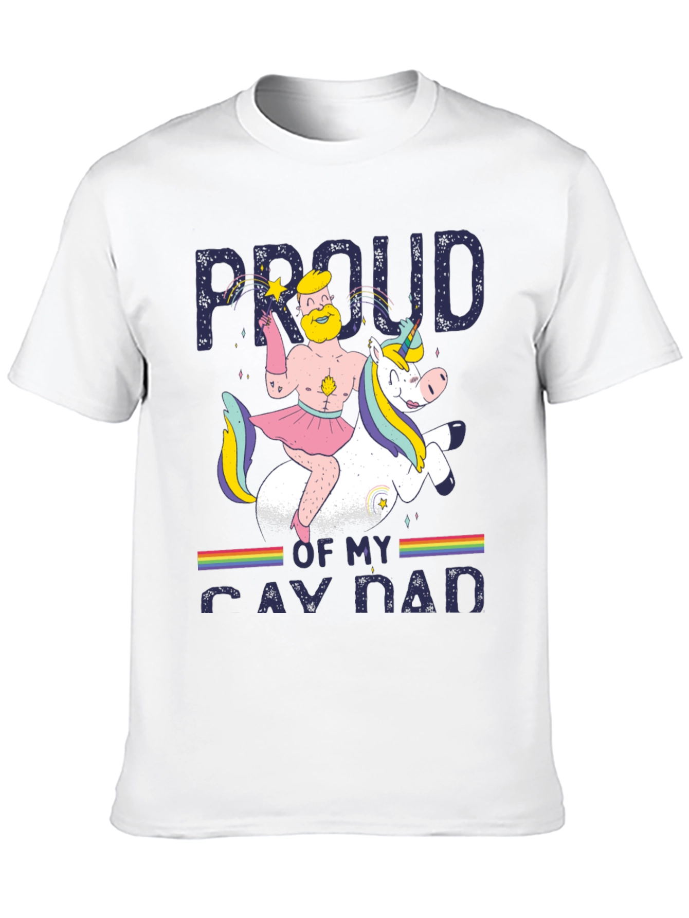Black Proud Gay Dad T-Shirt - Rainbow Unicorn Dad Pride Tee view 10