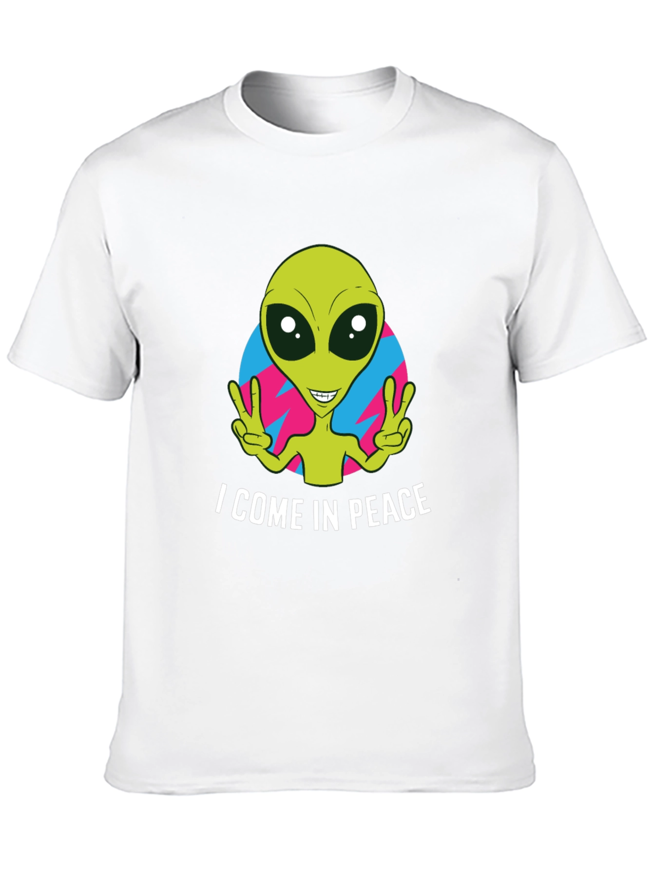 Black Peace Alien Graphic T-Shirt - Black, Short Sleeve view 10