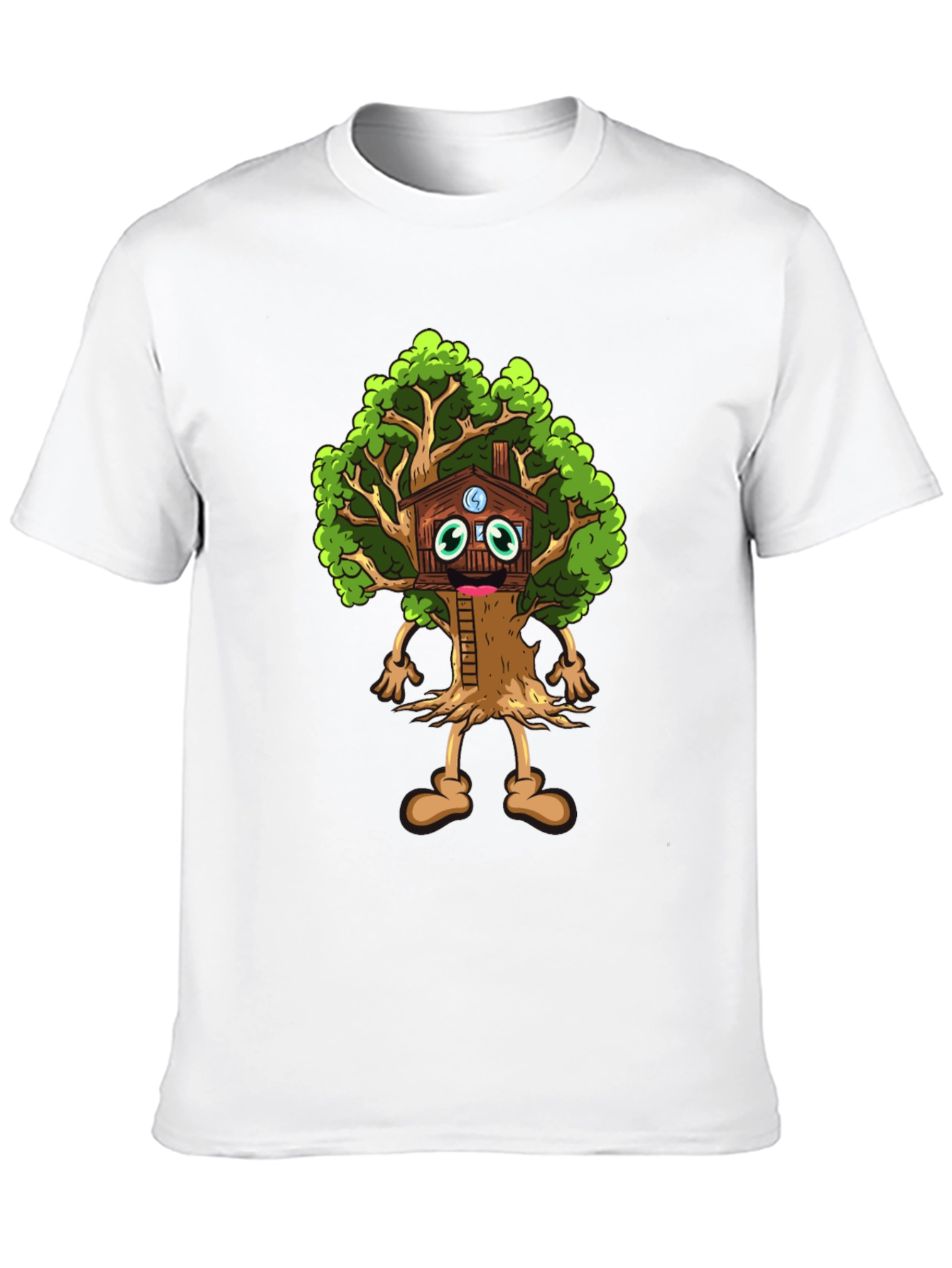 Black Cartoon Tree House T-Shirt - Unique Graphic Tee view 10