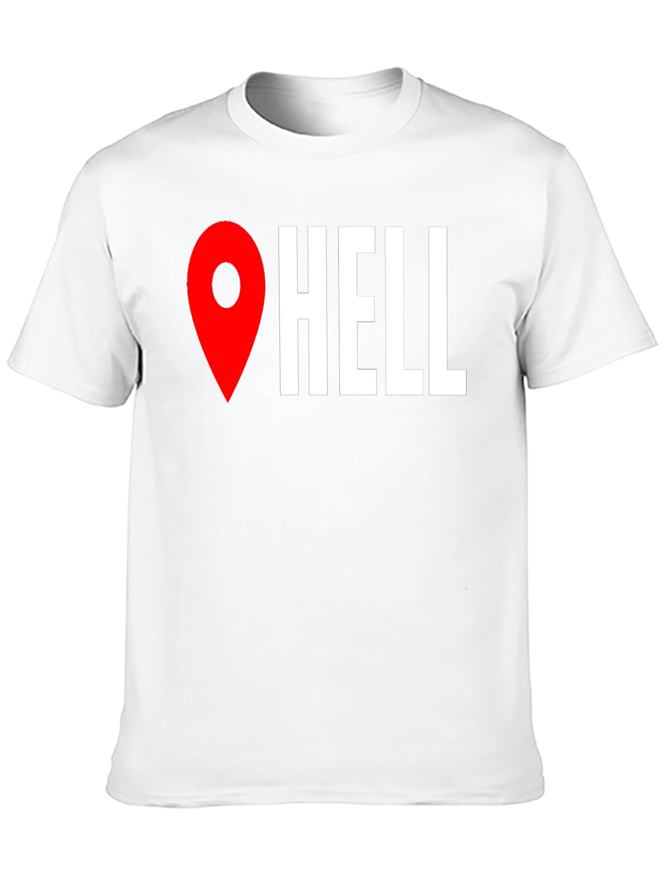 Black Funny Hell Location Pin T-Shirt view 10