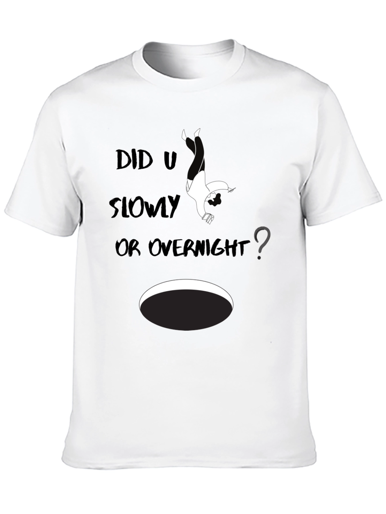 Black Humorous 'Did U Slowly Or Overnight' Graphic Tee view 10