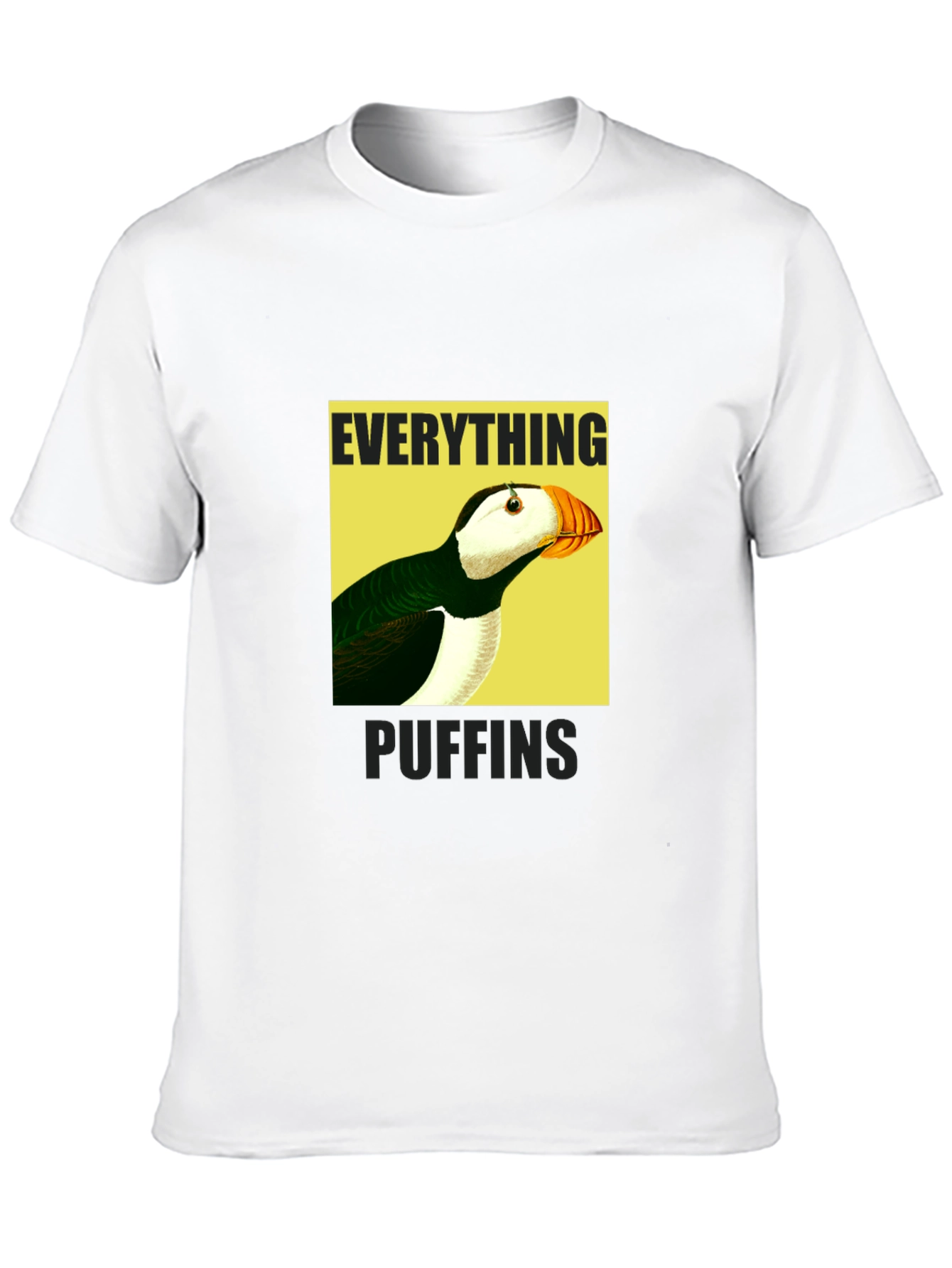 Black Everything Puffin Graphic Tee - Black Cotton T-Shirt view 10