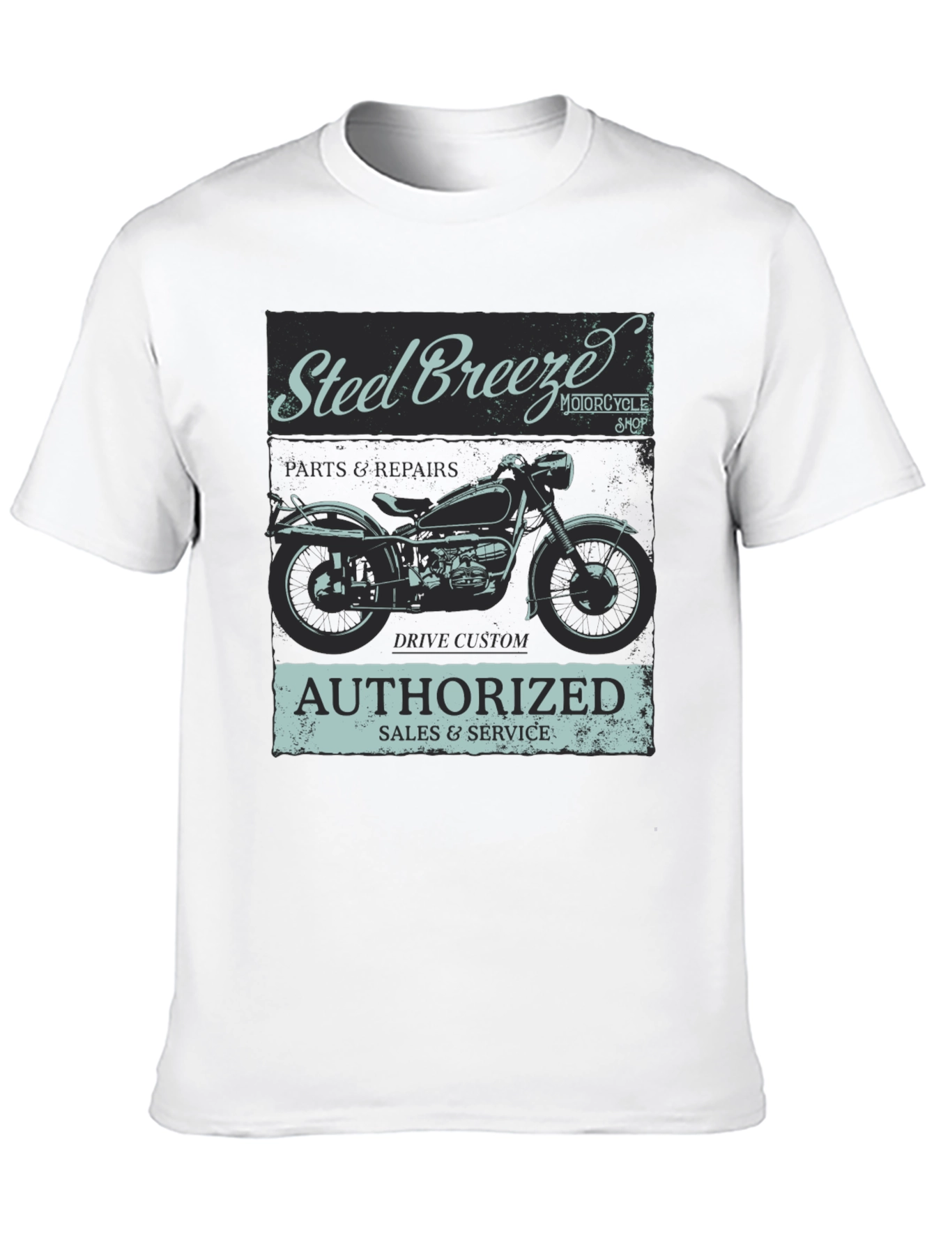 Black Steel Breeze Motorcycle T-Shirt - Vintage Style view 10