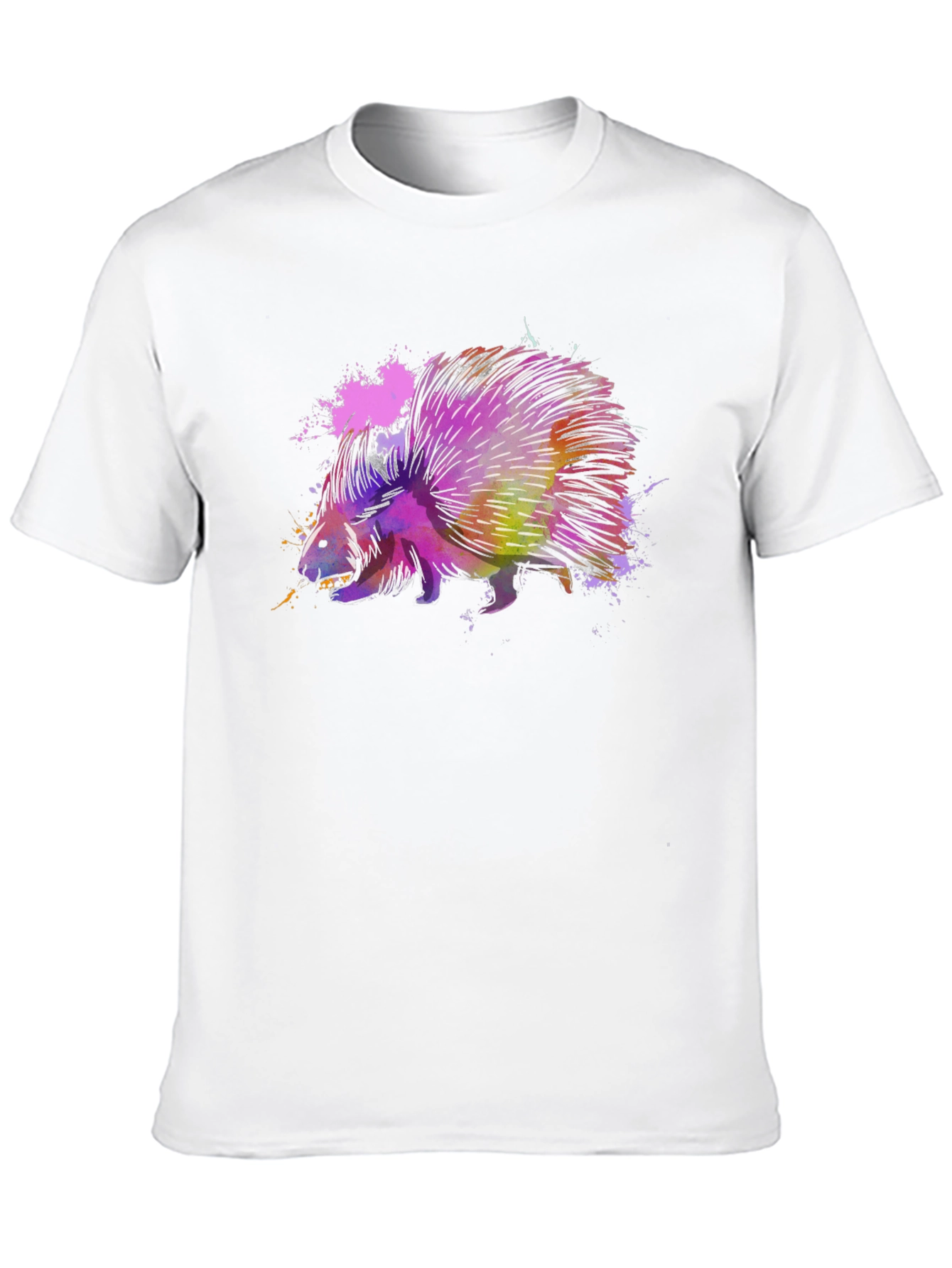 Black Watercolor Porcupine Graphic T-Shirt view 10