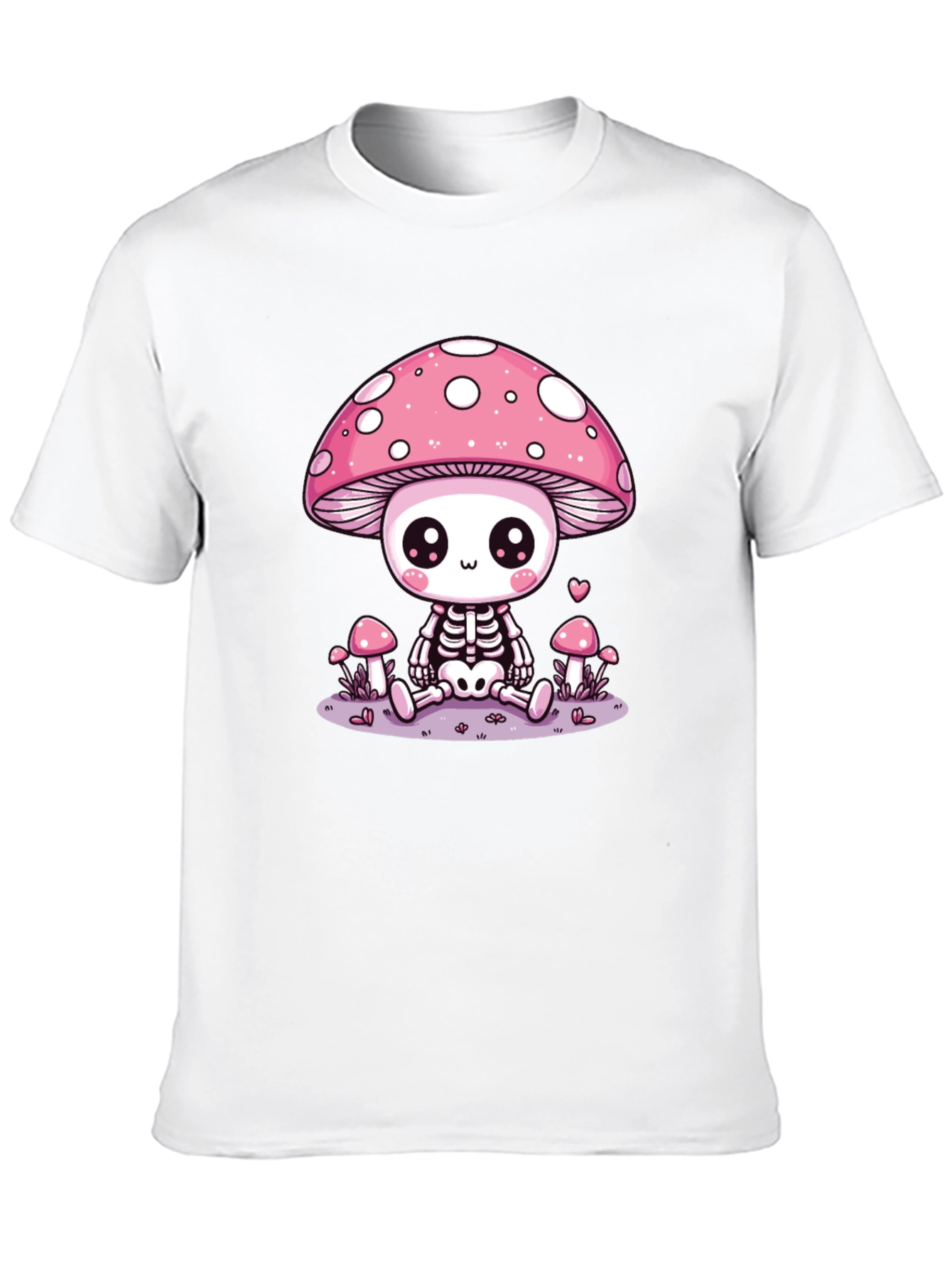 Black Mushroom Skeleton Graphic T-Shirt - Kawaii Aesthetic Tee view 10