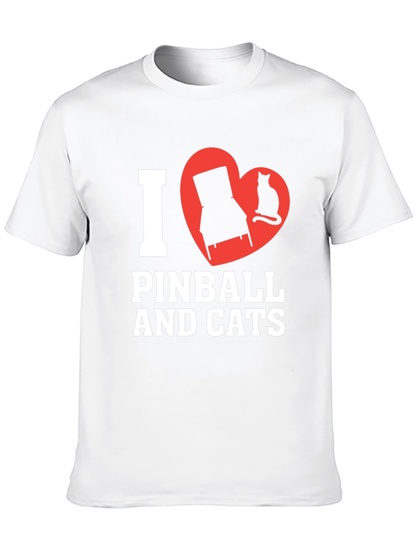 Black I Love Pinball and Cats Graphic T-Shirt view 10