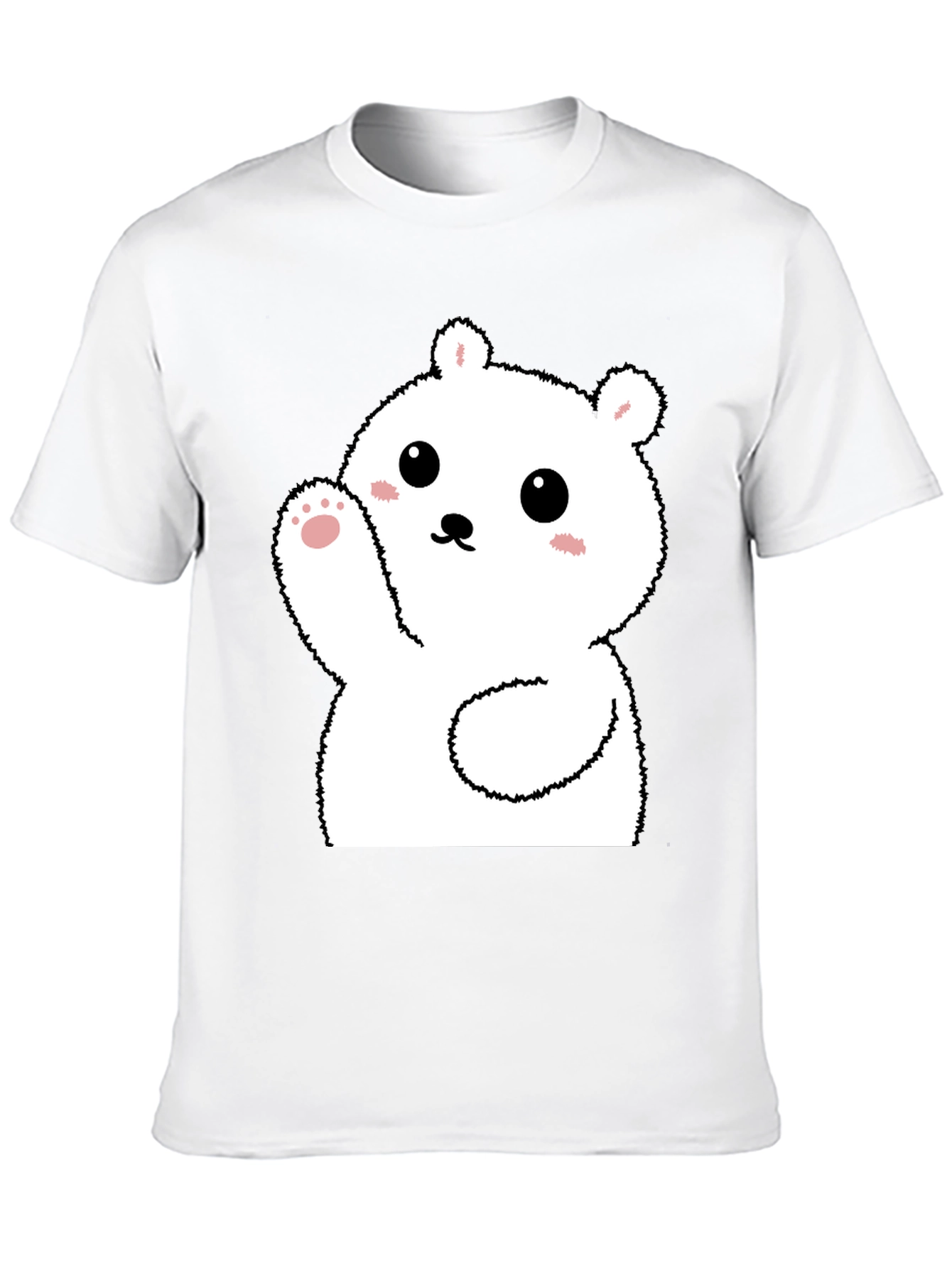 Black Cute Polar Bear Graphic Tee - Soft Black Cotton view 10