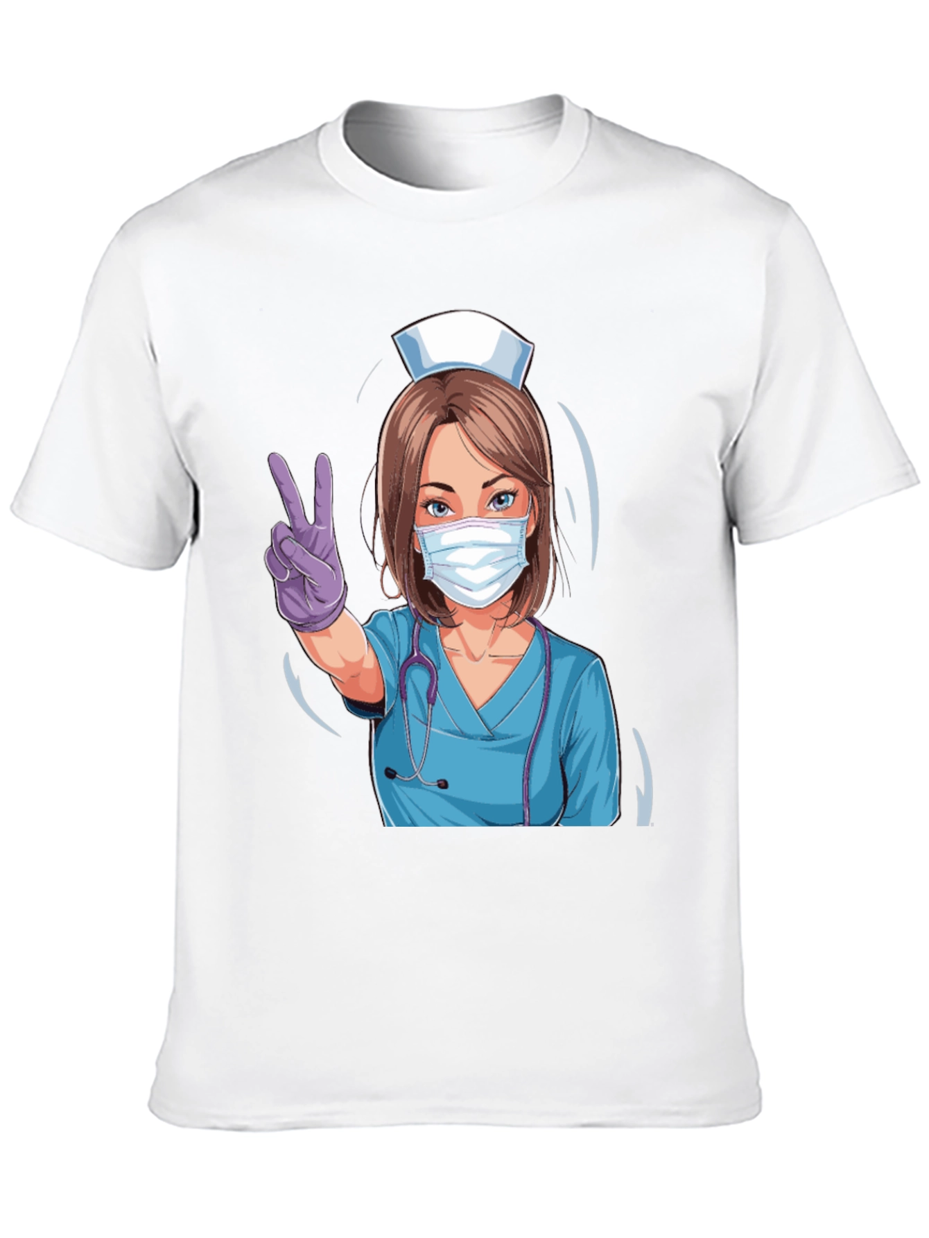 Black Nurse Victory Sign Black T-Shirt view 10