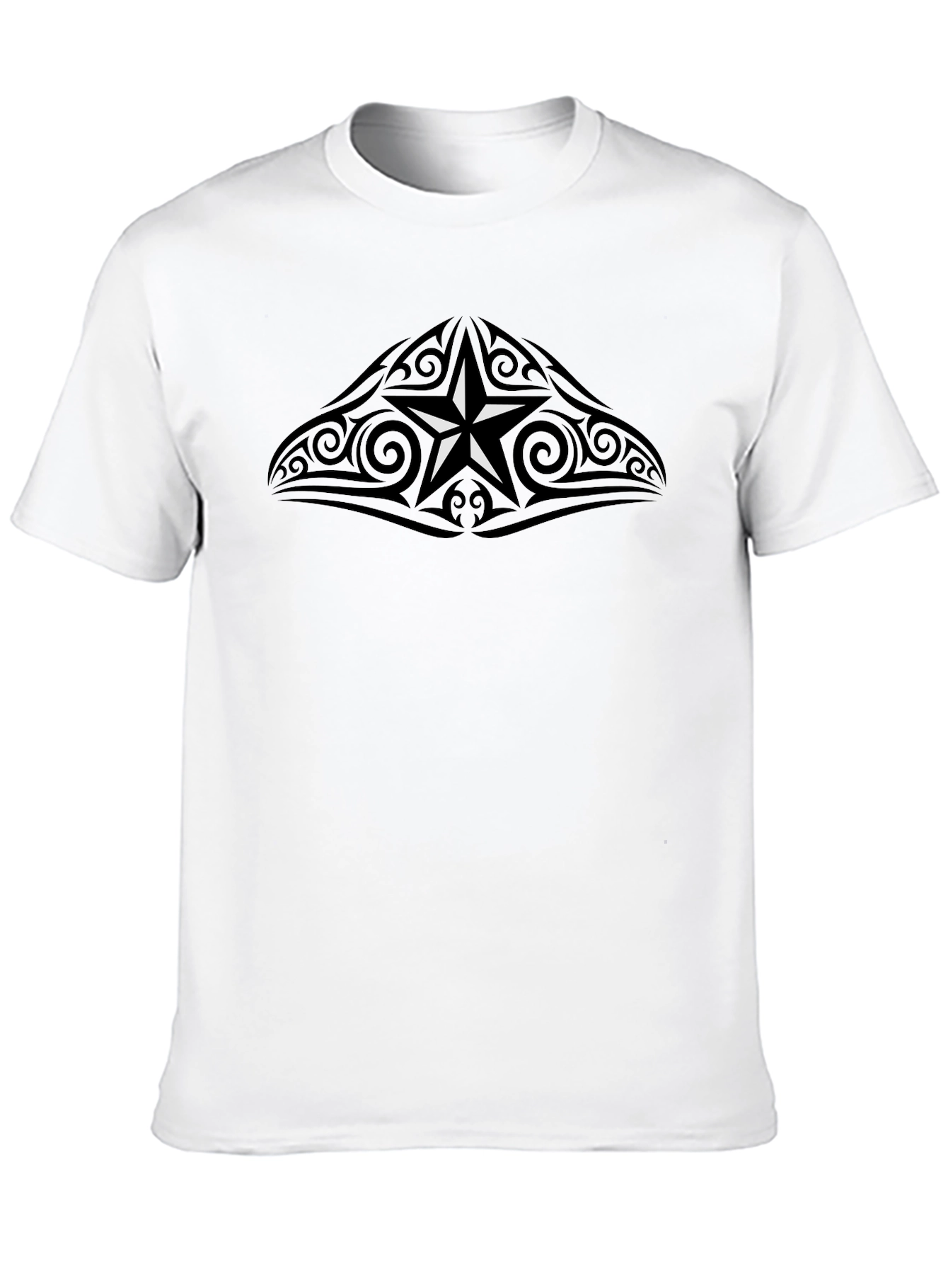 Black Tribal Star Graphic T-Shirt - Mens Crew Neck view 10