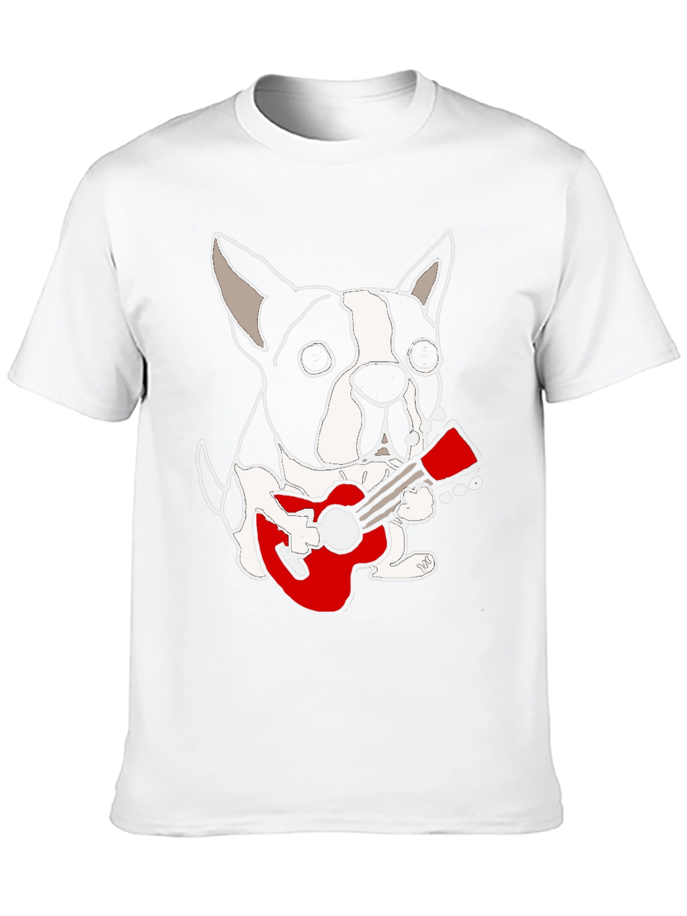 Black Dog Playing Guitar Graphic Tee - Black Cotton Casual T-Shirt view 10