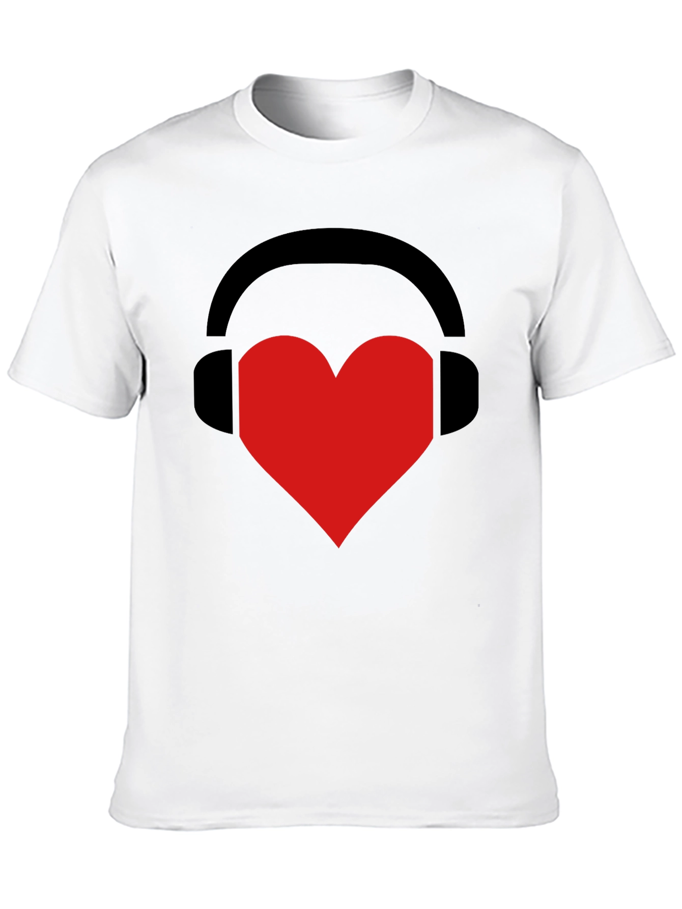 Black Music Lover Tee: Heart Headphones Graphic T-Shirt view 10