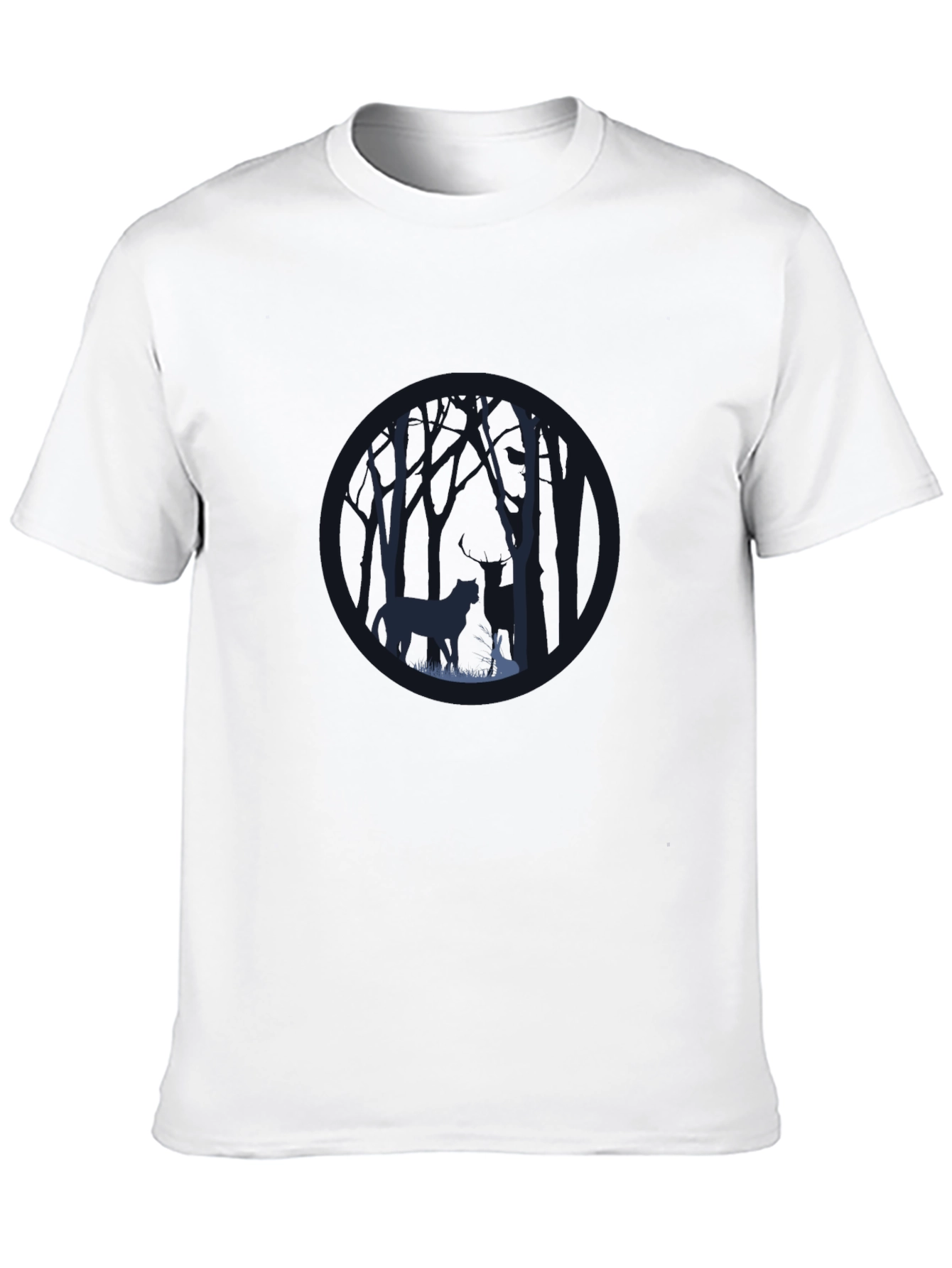 Black Men's Black Graphic Tee: Forest Encounter view 10
