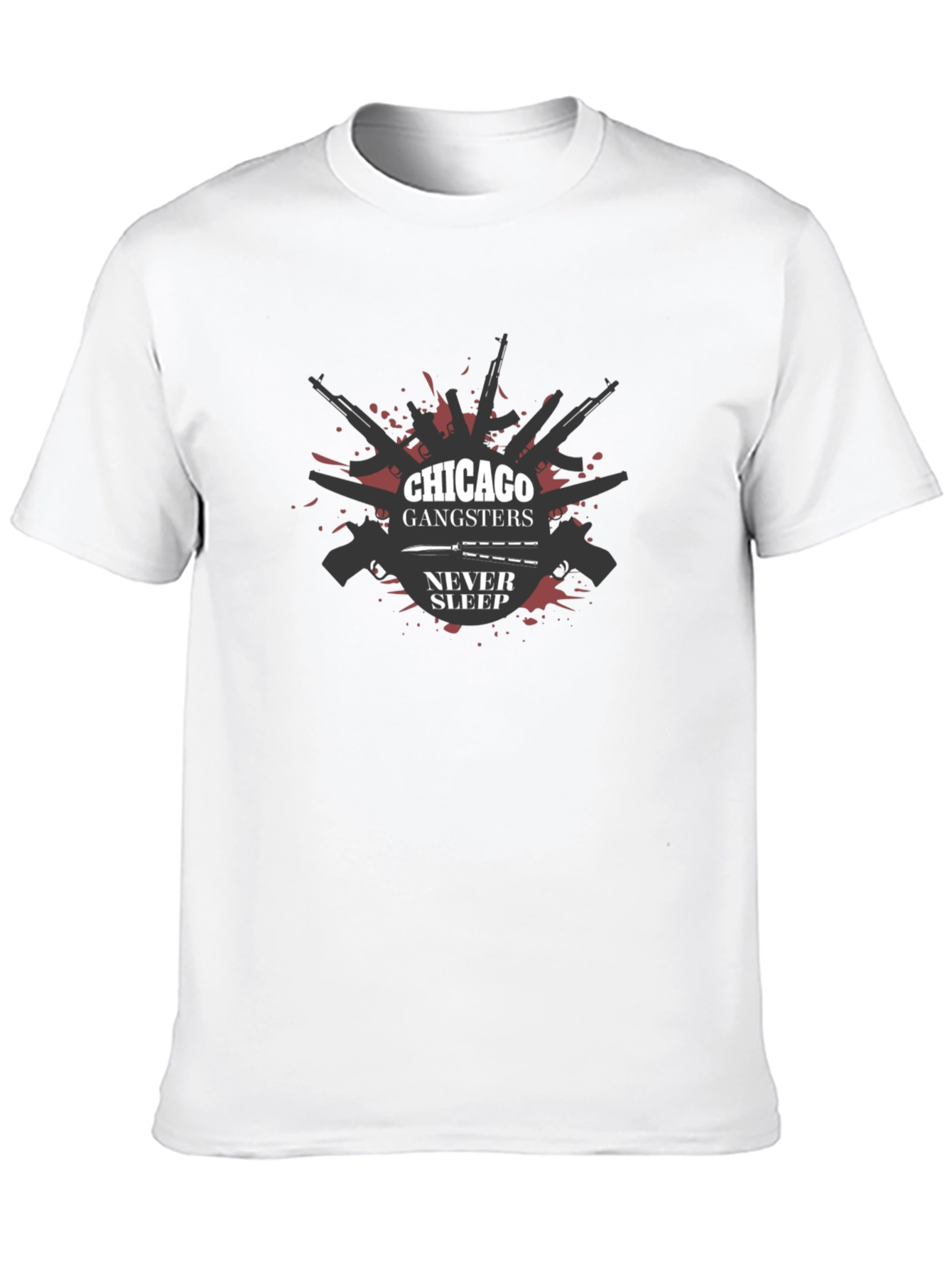 Black Chicago Gangsters Never Sleep Graphic T-Shirt view 10