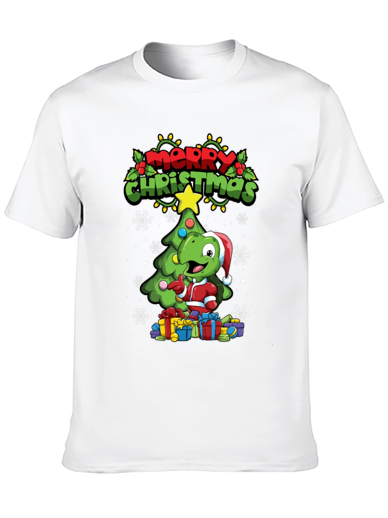 Black Festive Dino Christmas T-Shirt view 10
