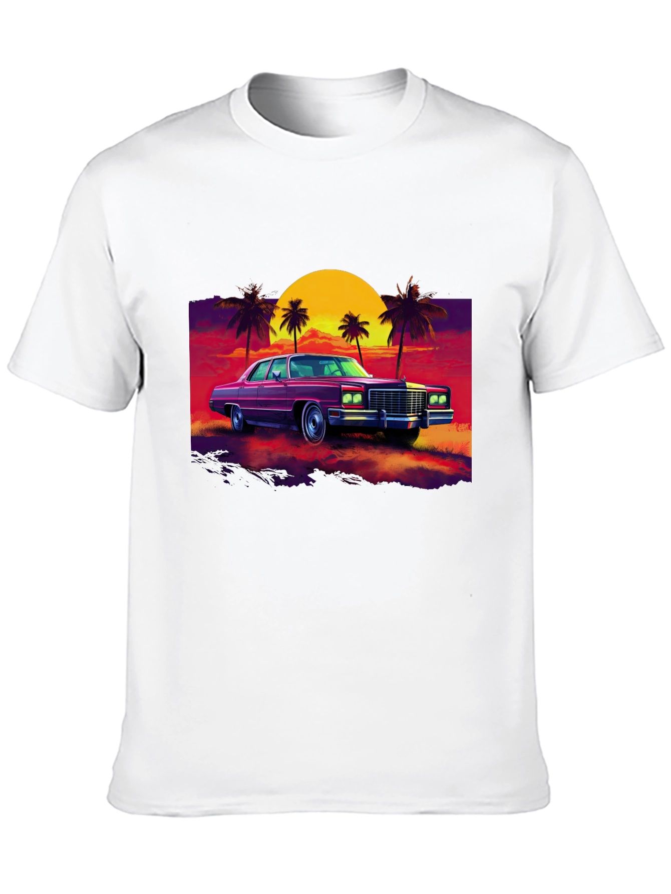 Black Retro Car & Sunset Graphic Tee view 10