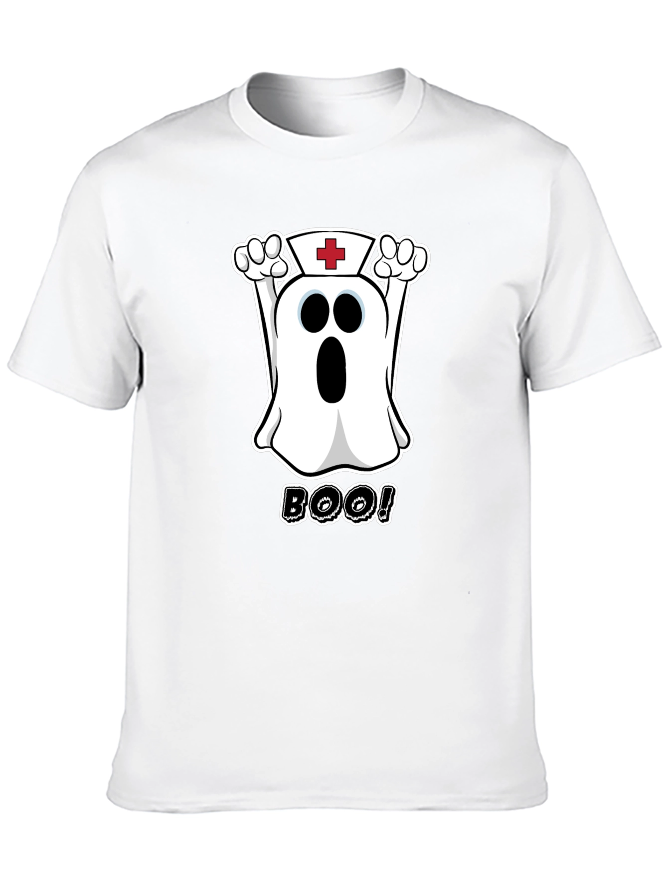 Black Nurse Ghost Boo! Black T-Shirt view 10