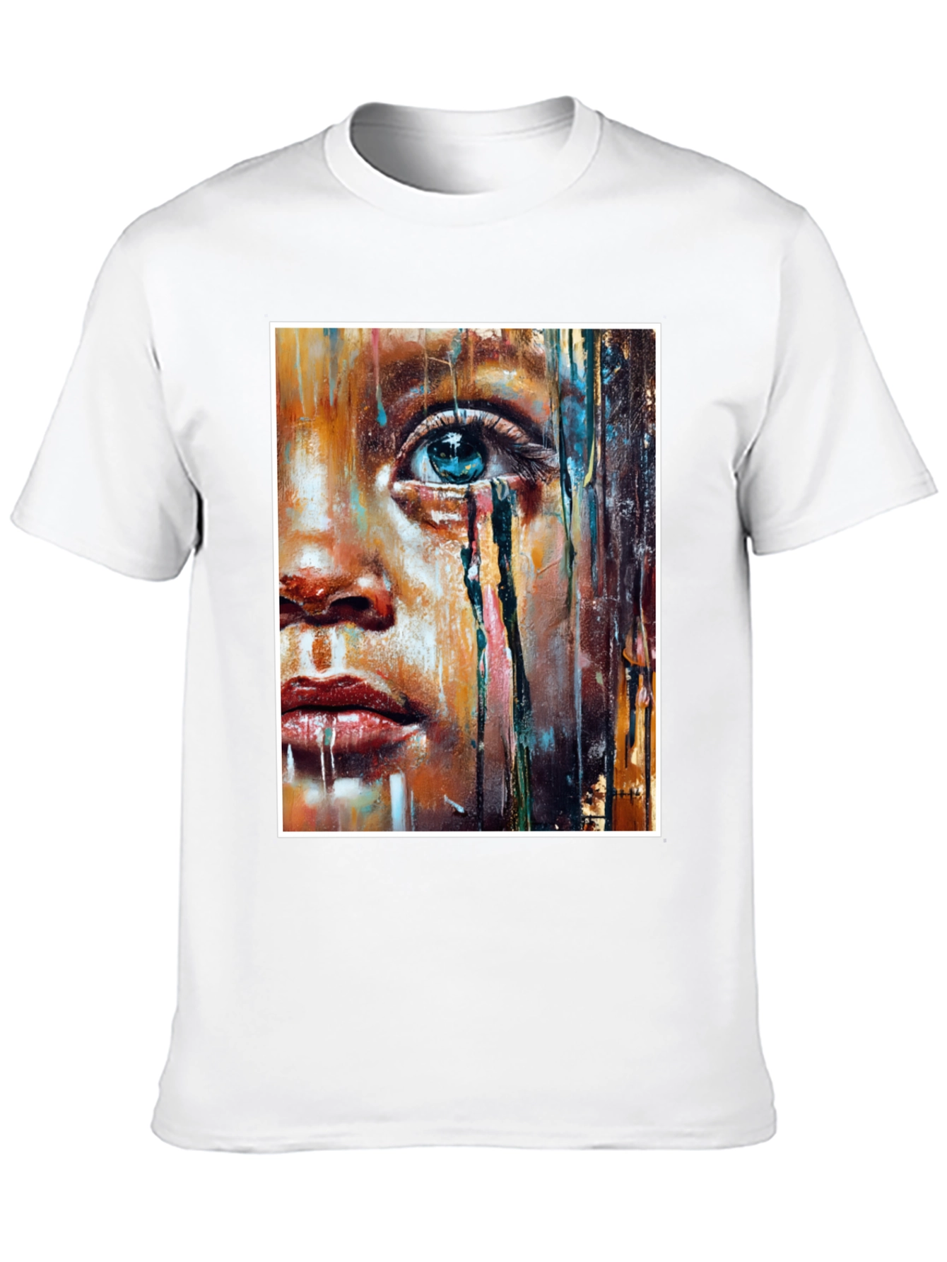 Black Artistic Teary Eye Graphic Black T-Shirt view 10